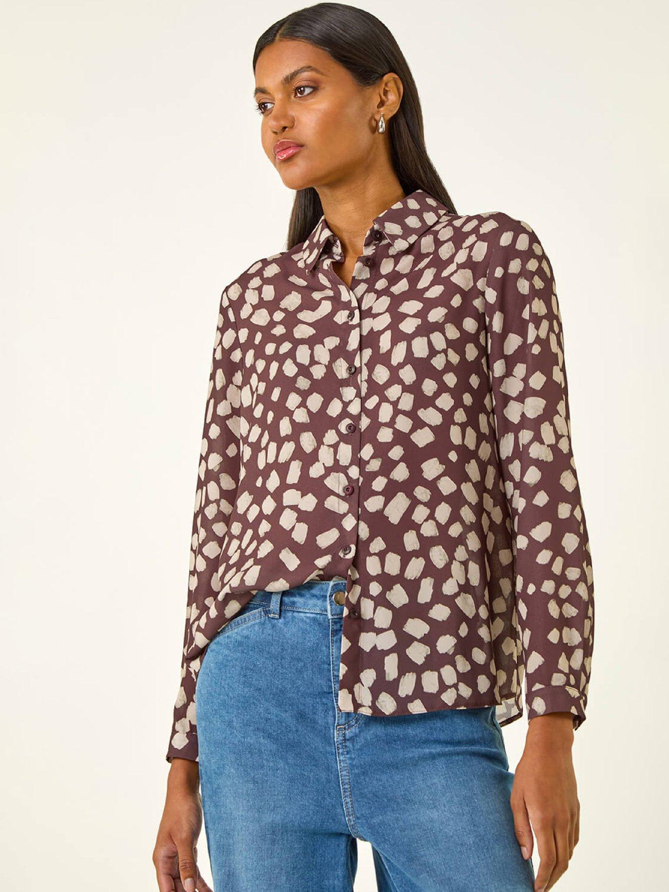 Roman Abstract Spot Print Shirt - Stone