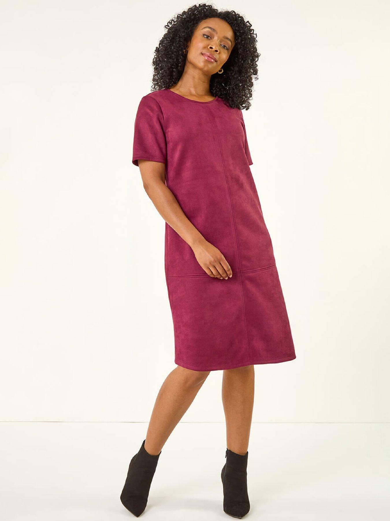 Roman Petite Suedette Shift Dress, Red, Size 10, Women