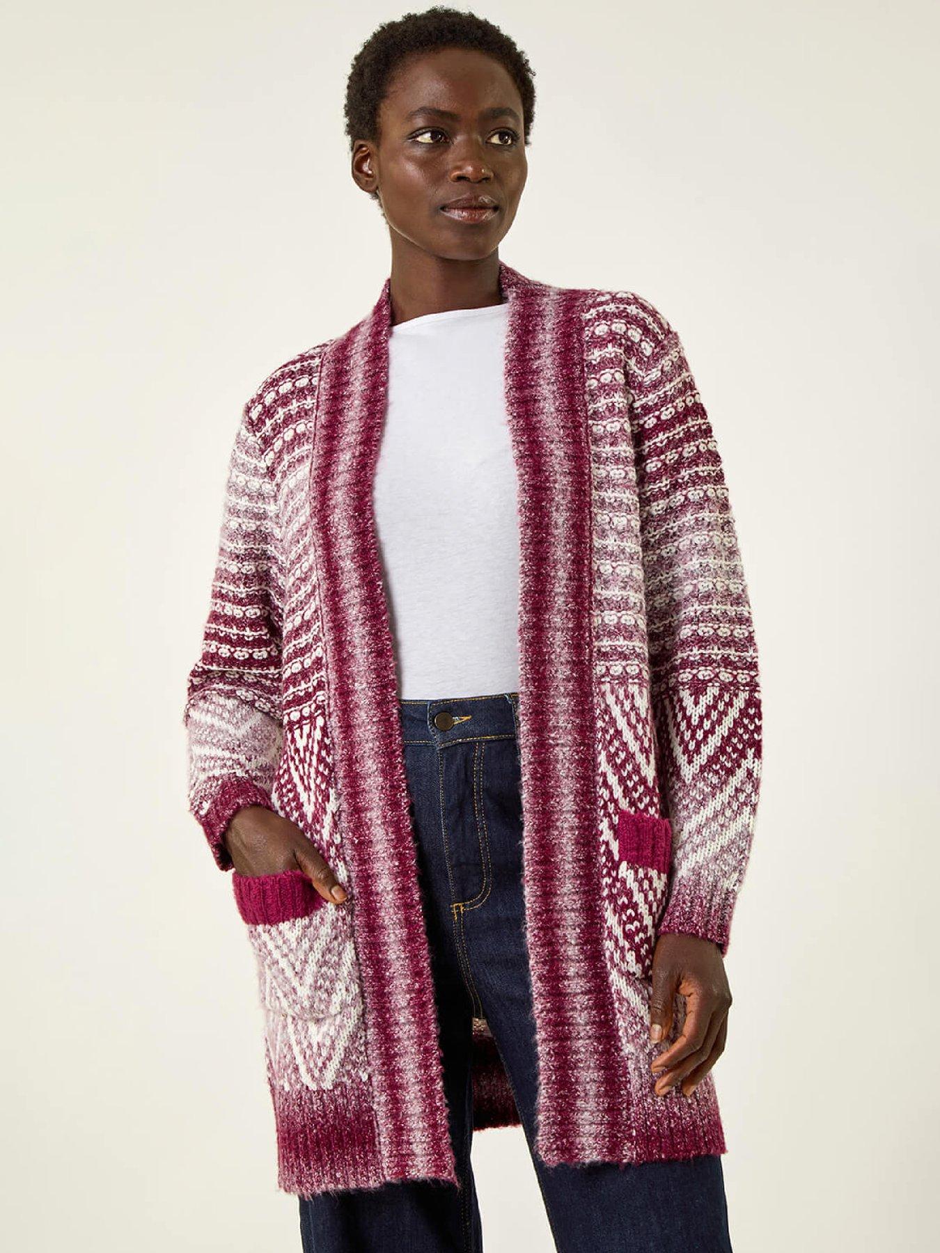 Roman Jacquard Knit Cardigan - Red | Very
