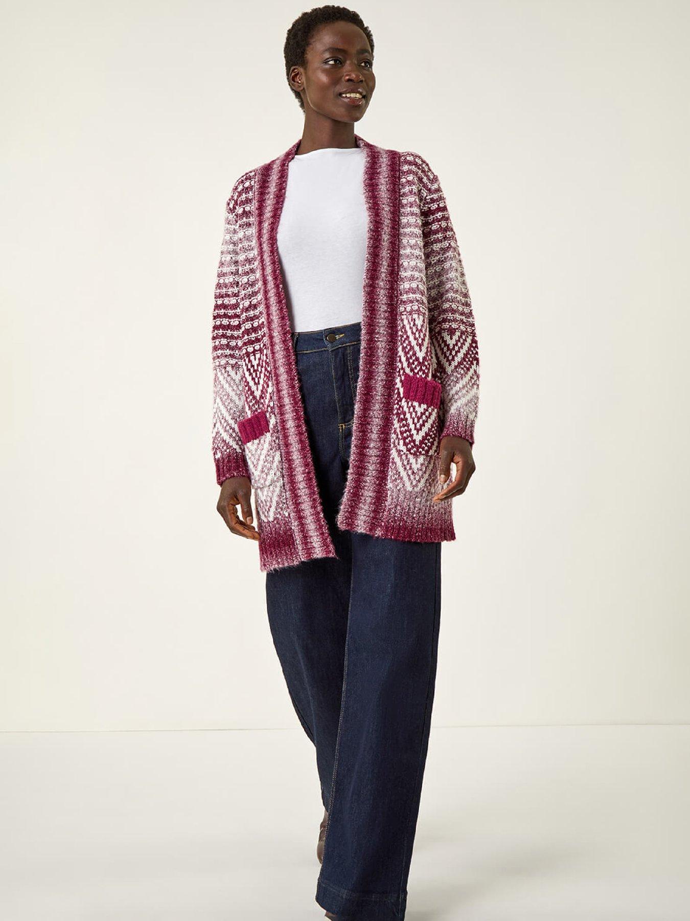 Roman Jacquard Knit Cardigan - Red | Very