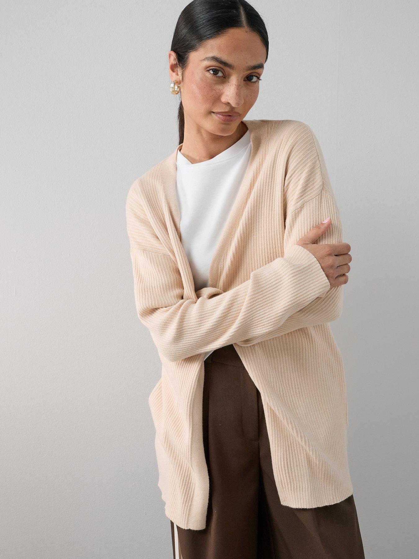 The Very Collection Classic Comfort Ribbed Edge To Edge Cardigan - Beige