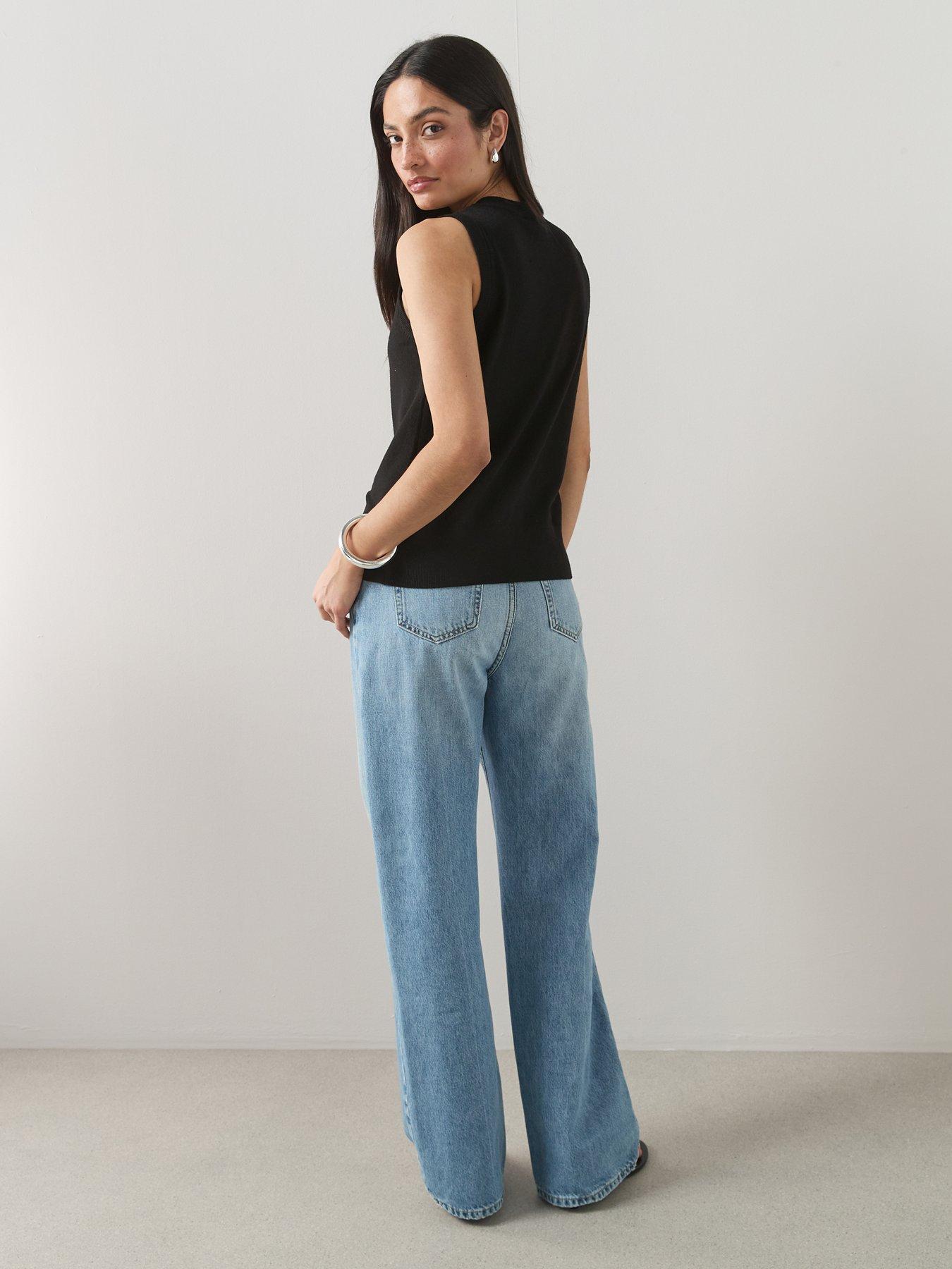 Image 2 of 6 of The Very Collection Classic Comfort Button Through Sleeveless Tank - Black