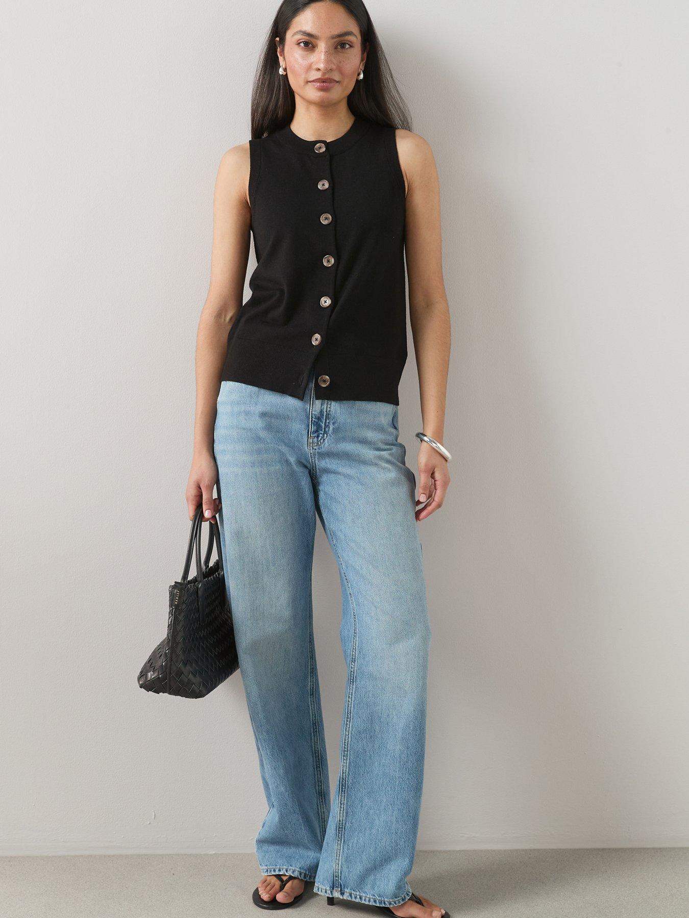 Image 5 of 6 of The Very Collection Classic Comfort Button Through Sleeveless Tank - Black