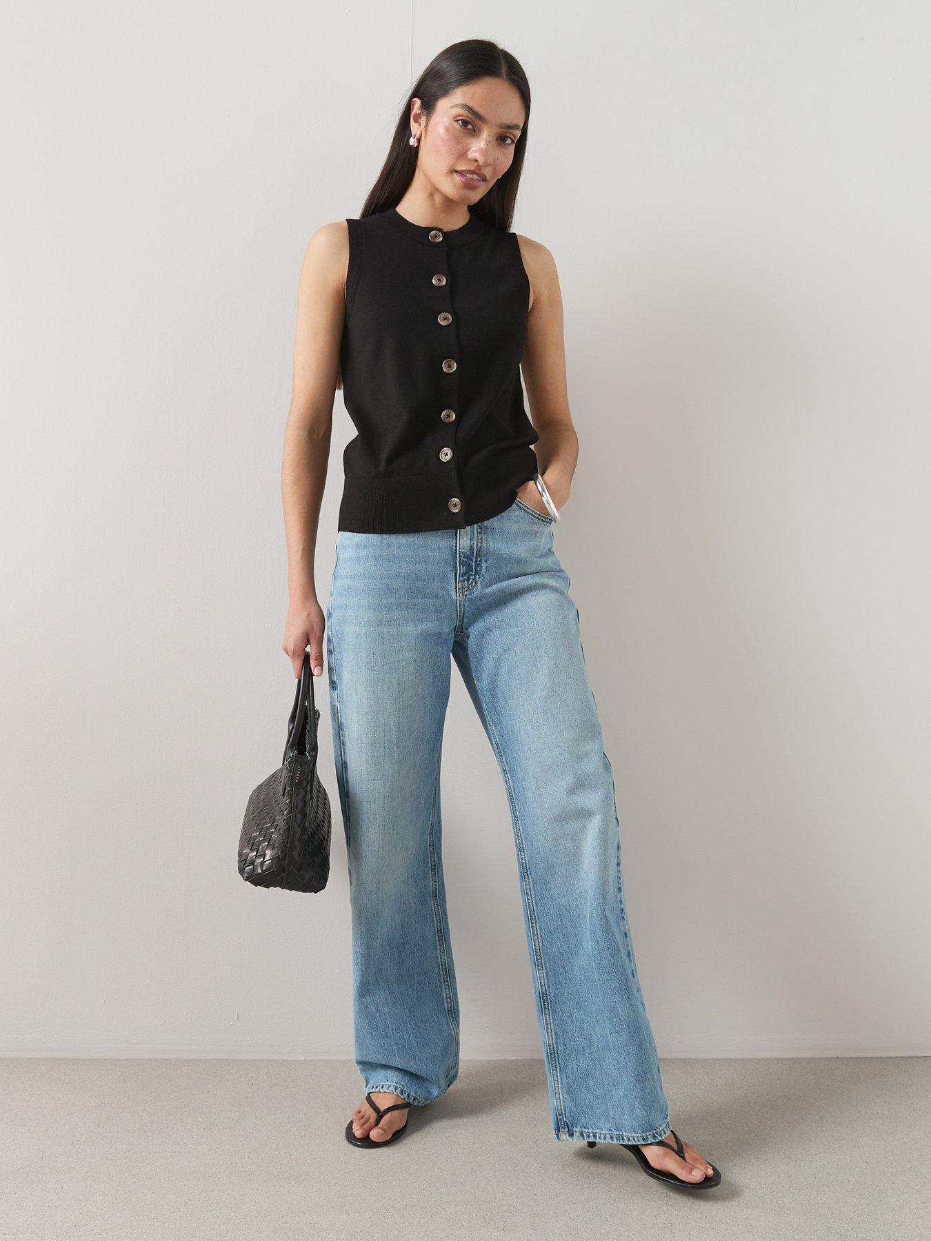 Image 6 of 6 of The Very Collection Classic Comfort Button Through Sleeveless Tank - Black