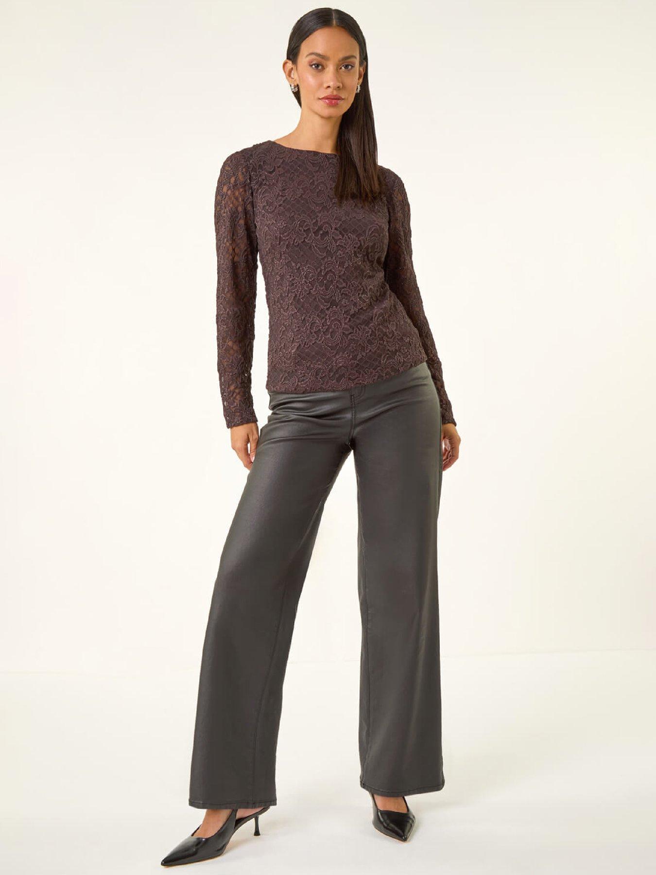 Image 3 of 5 of Roman Dusk Baroque Lace Top - Chocolate