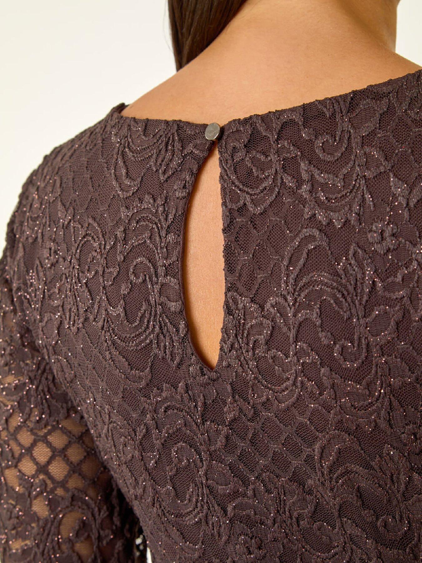 Image 5 of 5 of Roman Dusk Baroque Lace Top - Chocolate