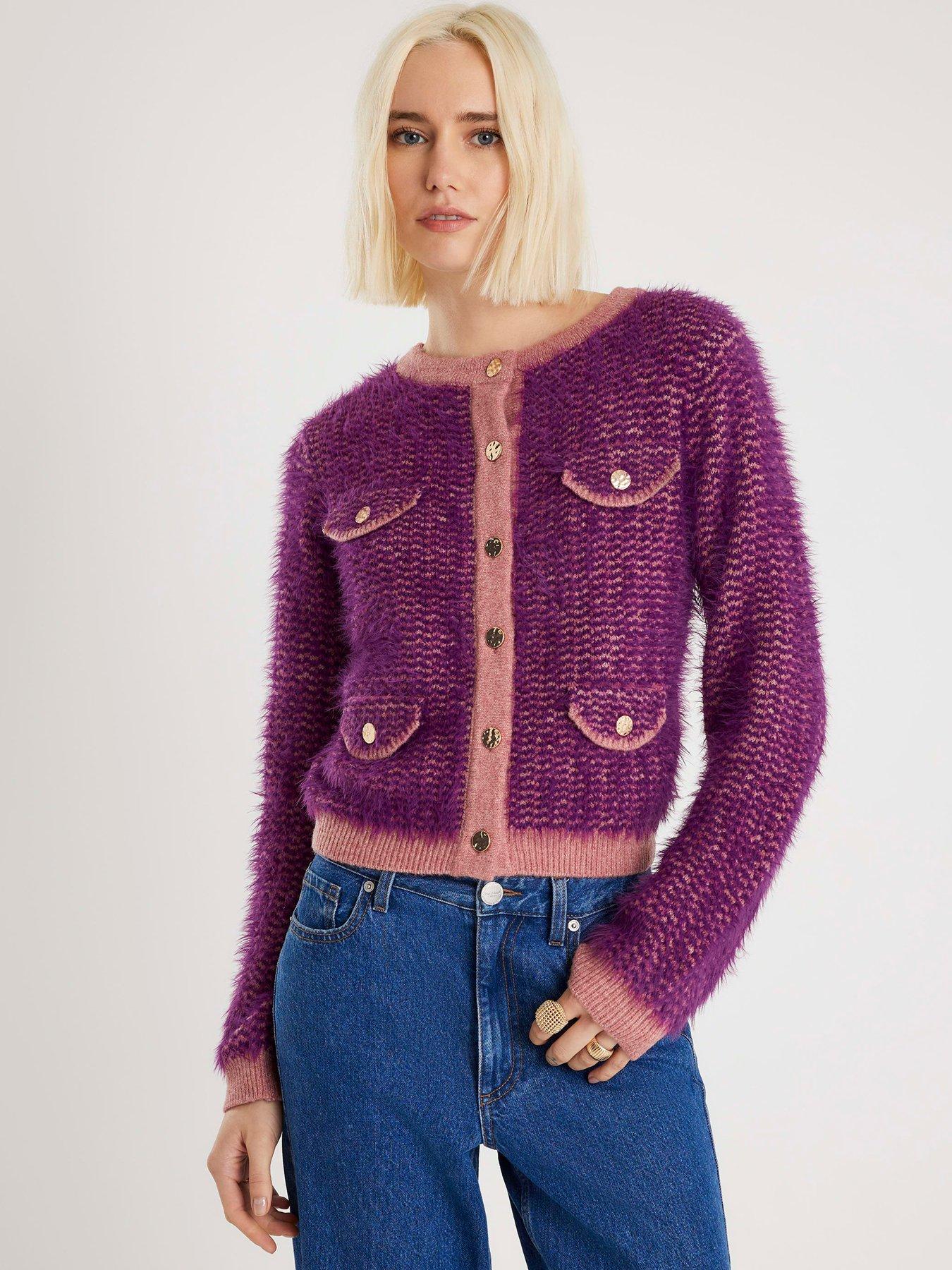 River Island: Boucle Cardigan - Purple