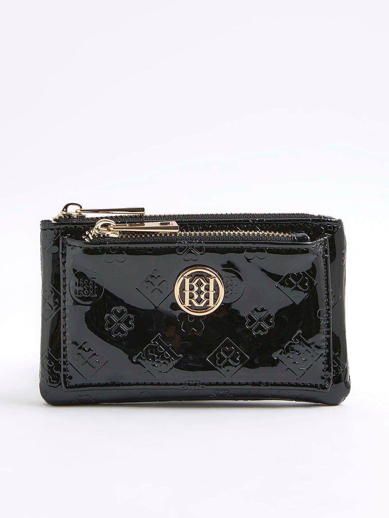 River Island Embossed Patent Pouch - Black