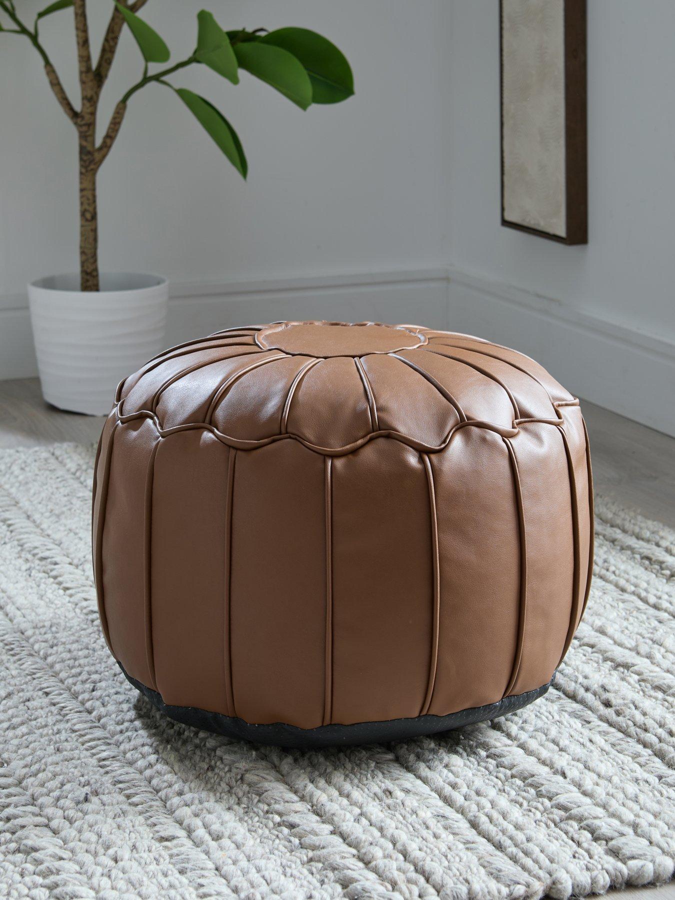 Very Home Moroccan Distressed Leather Pouffe