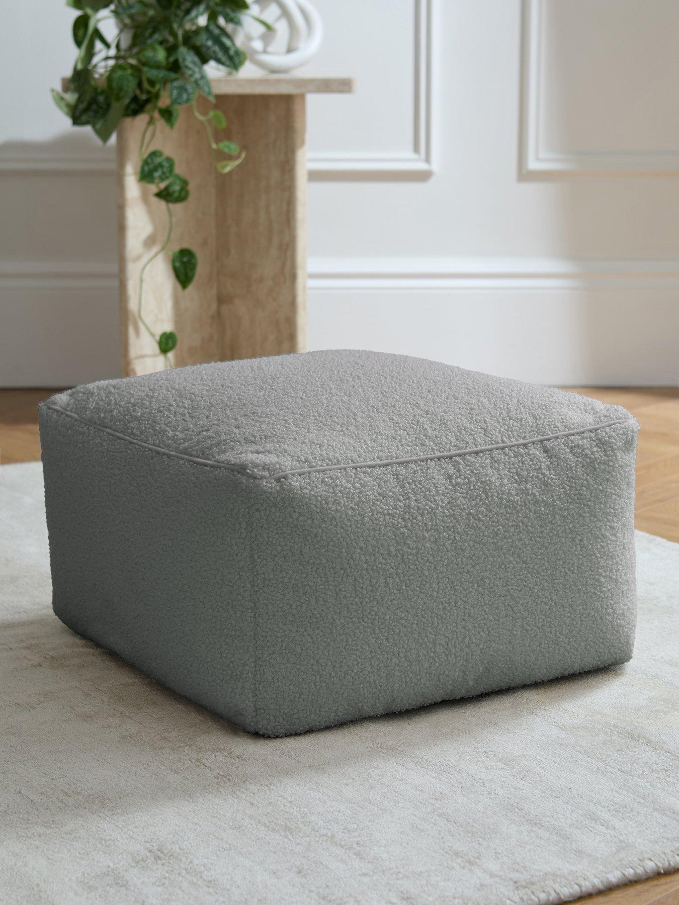 The Very Collection Boucle Square Footstool Beanbag