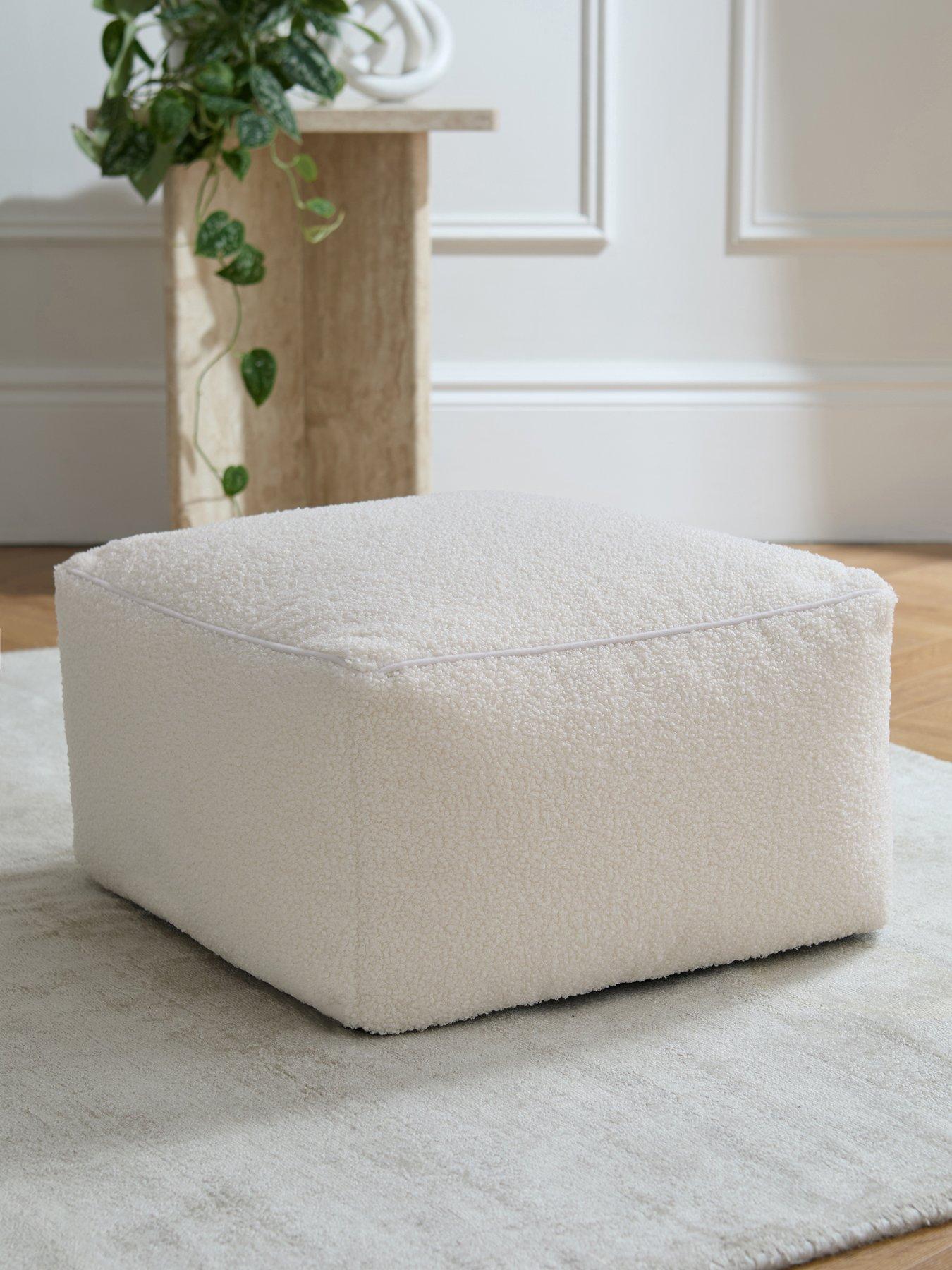 very-home-boucle-square-footstool-beanbag