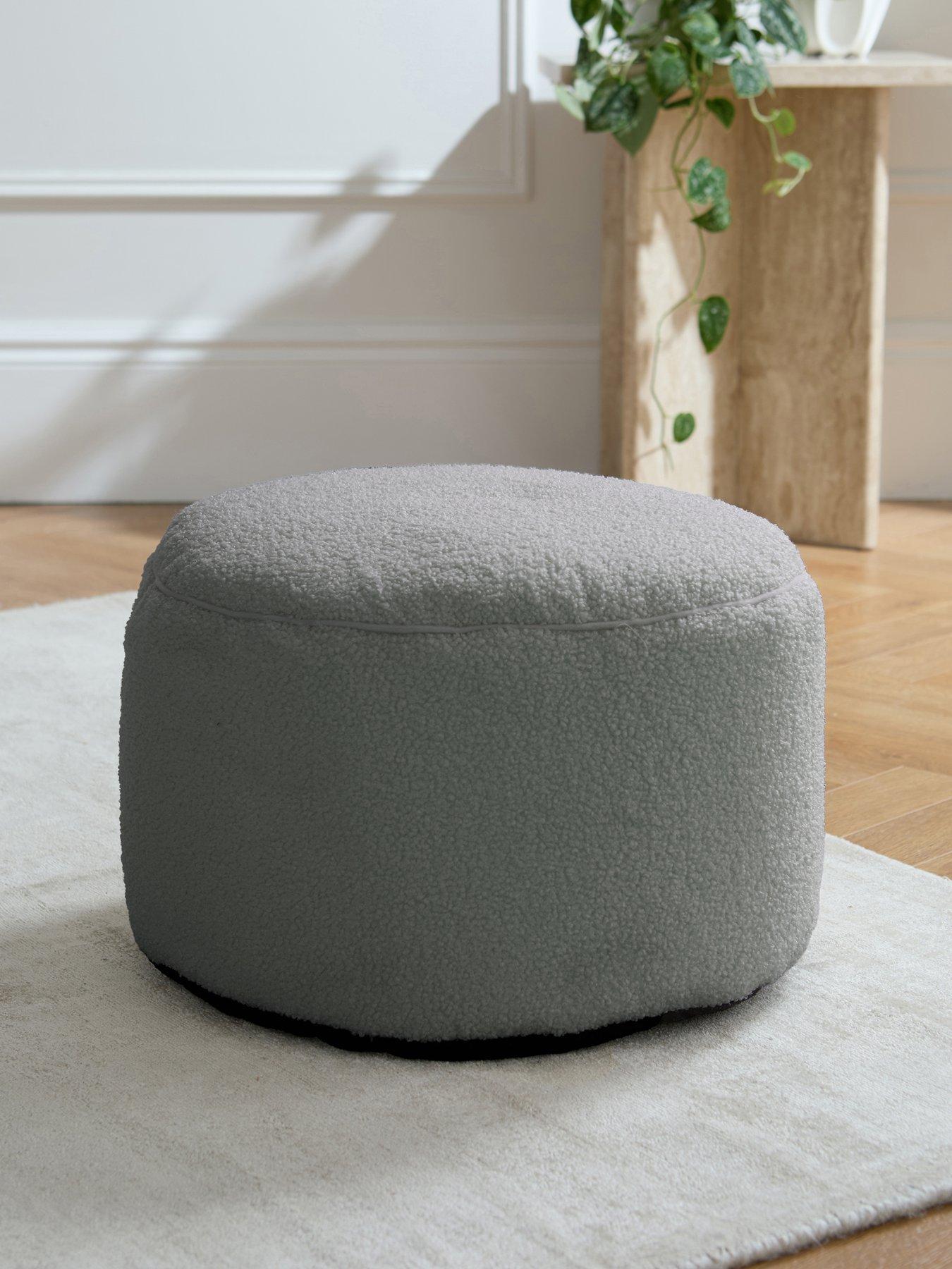 The Very Collection Boucle Round Footstool Beanbag