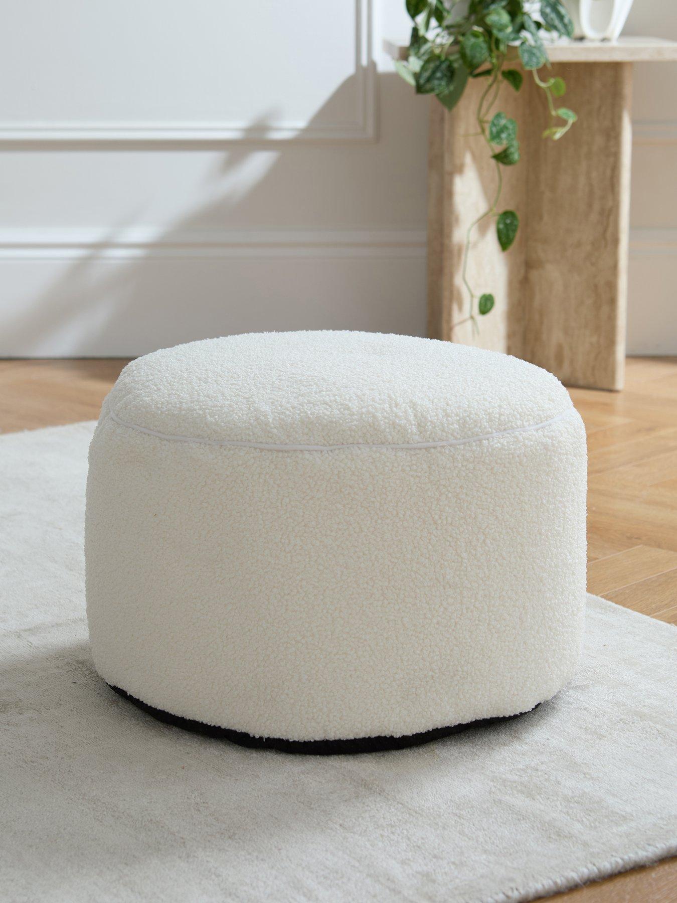 The Very Collection Boucle Round Footstool Beanbag