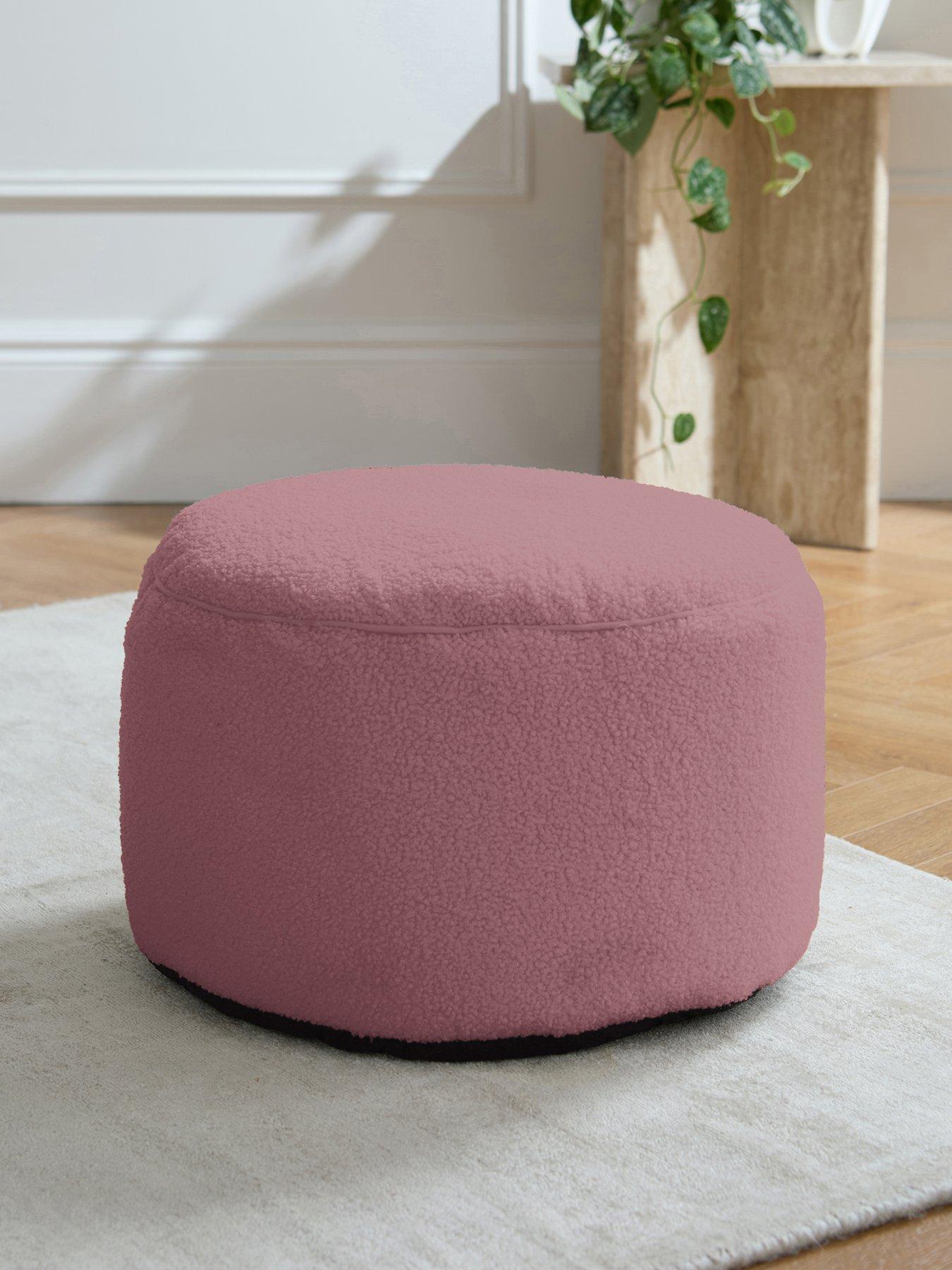 very-home-boucle-round-footstool-beanbag