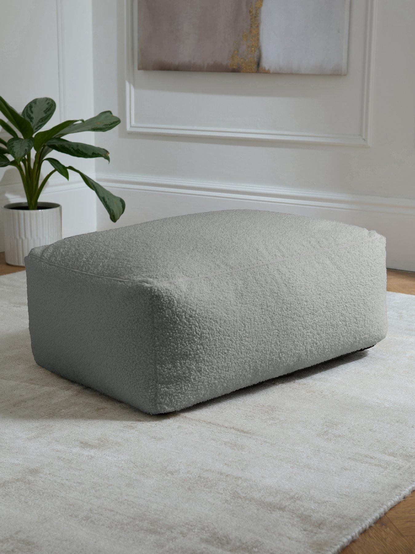 very-home-boucle-rectangle-footstool-beanbag