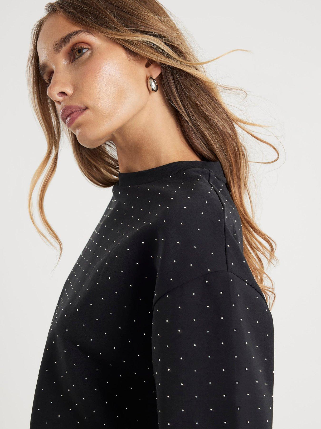Image 2 of 4 of River Island Short Sleeve Neoprene Hotfix T-Shirt - Black