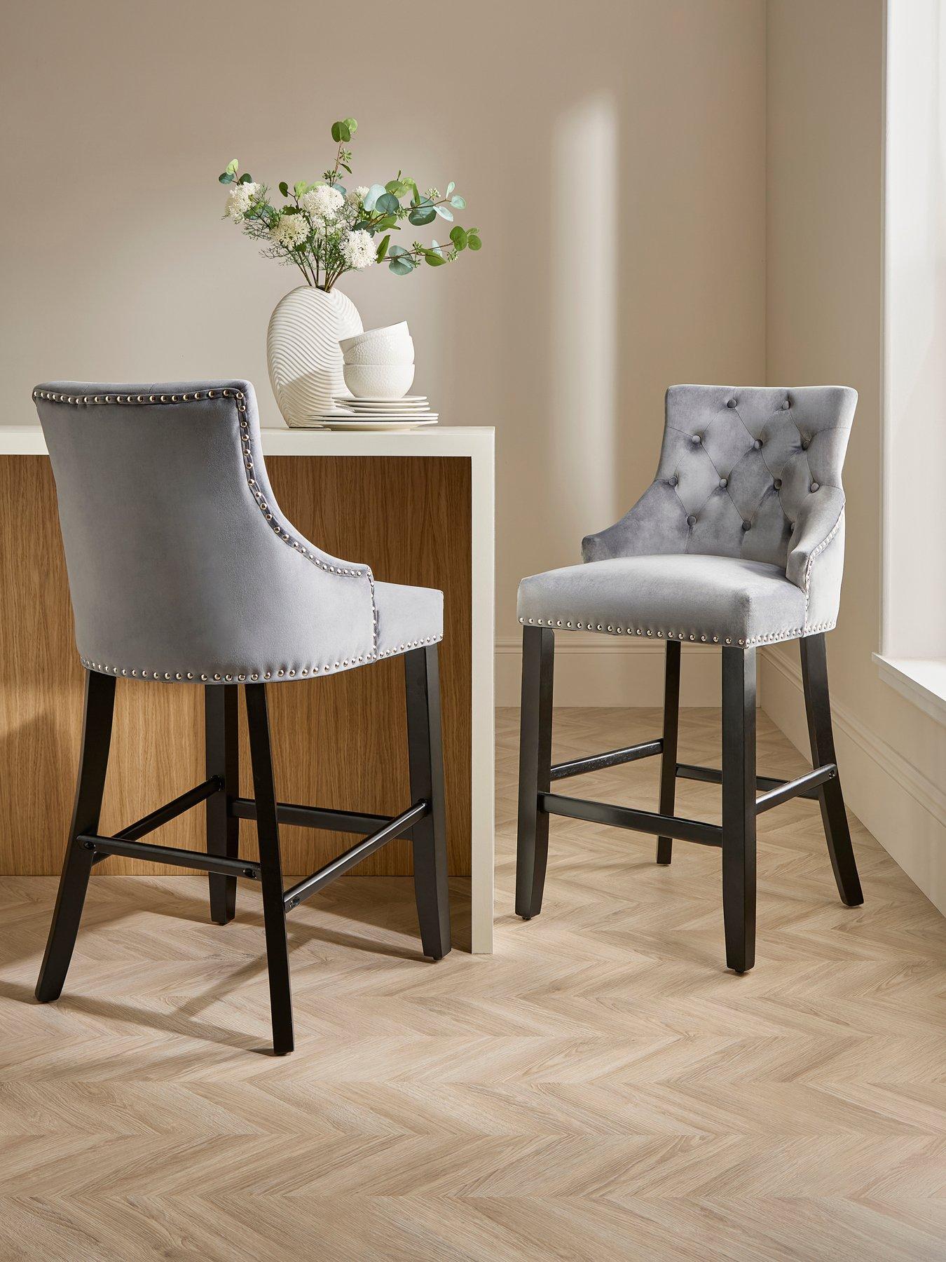 The Very Collection: Warwick Velvet Bar Stool Pair - FSC&reg; Certified