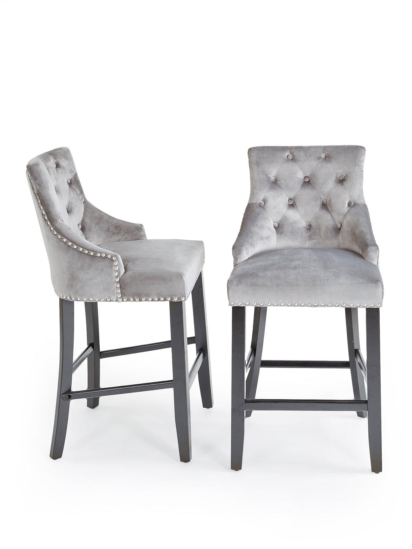 Image 2 of 7 of The Very Collection Warwick Velvet Bar Stool Pair - FSC&reg; Certified