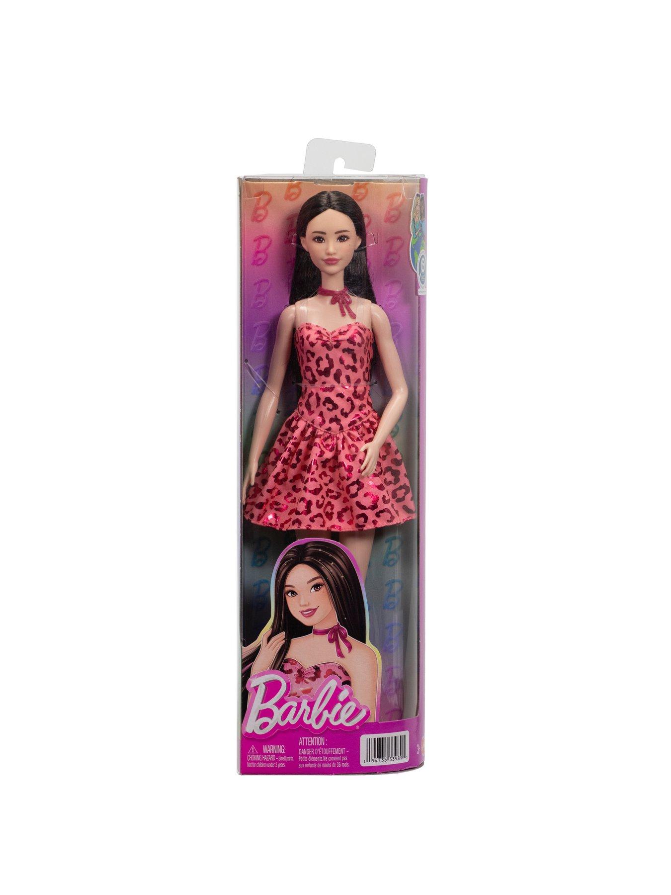 Barbie Fashionistas Doll #246 with Pink Leopard Print Dress and Black Hair  | Very