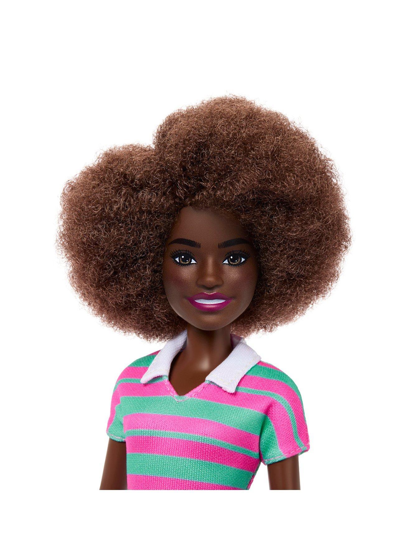 Barbie Fashionistas Doll #247 with Pink and Green Striped Dress - Curly ...