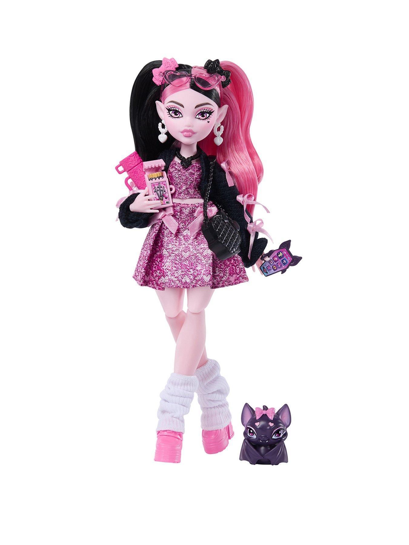 Monster High Draculaura Fashion Doll in Bow Dress with Pet Bat Count Fabulous