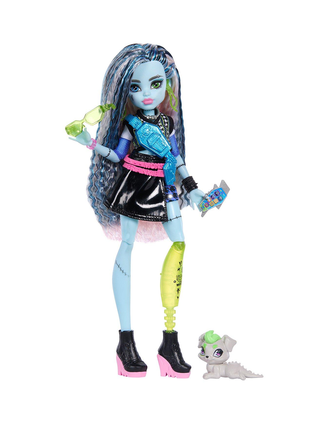 Monster High Monster High Frankie Stein Fashion Doll in Black Pleather Skirt with Pet Watzie and 7 Accessories