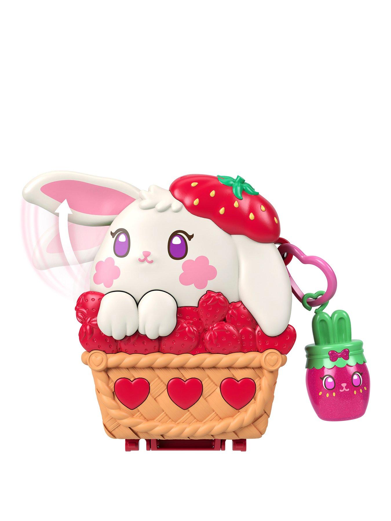 Polly Pocket Picnic Bunny Compact Playset with 1 Micro Doll and Pet, Travel Toy with Fruit Accessories