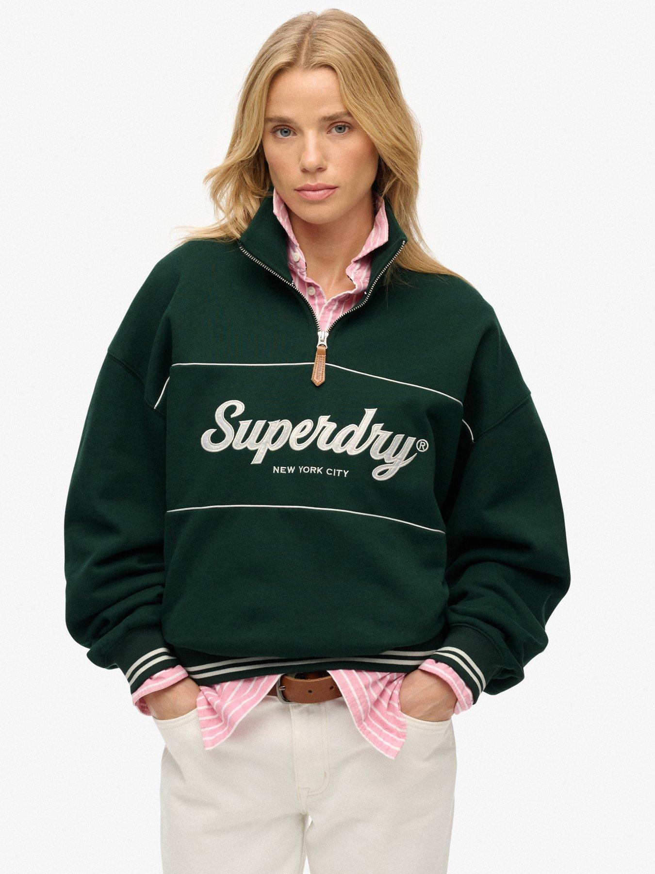 Superdry Country Club Loose 1/4 Zip - Enamel Green | Very