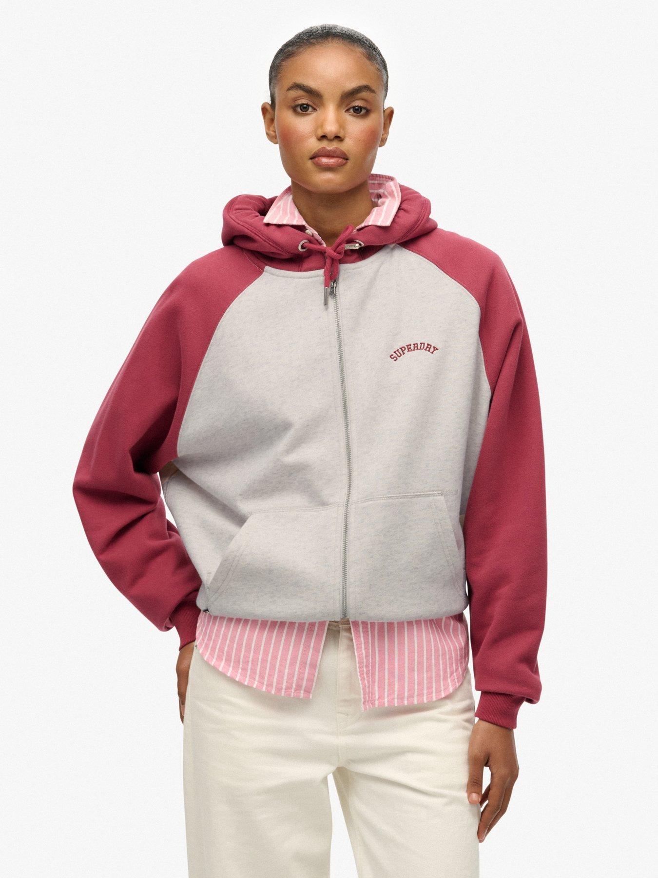 Superdry Essential Logo Raglan Zip-Up Hoodie, White, Size 8, Women