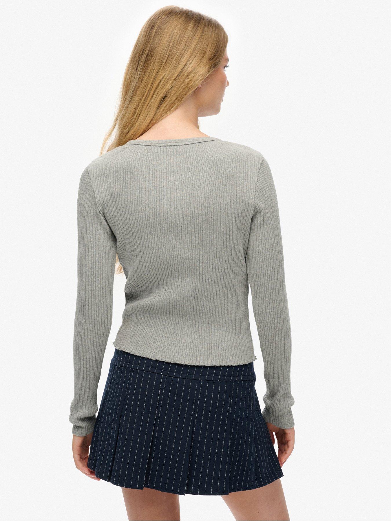 Image 2 of 5 of Superdry Essential Ribbed Cardigan - Marl Grey