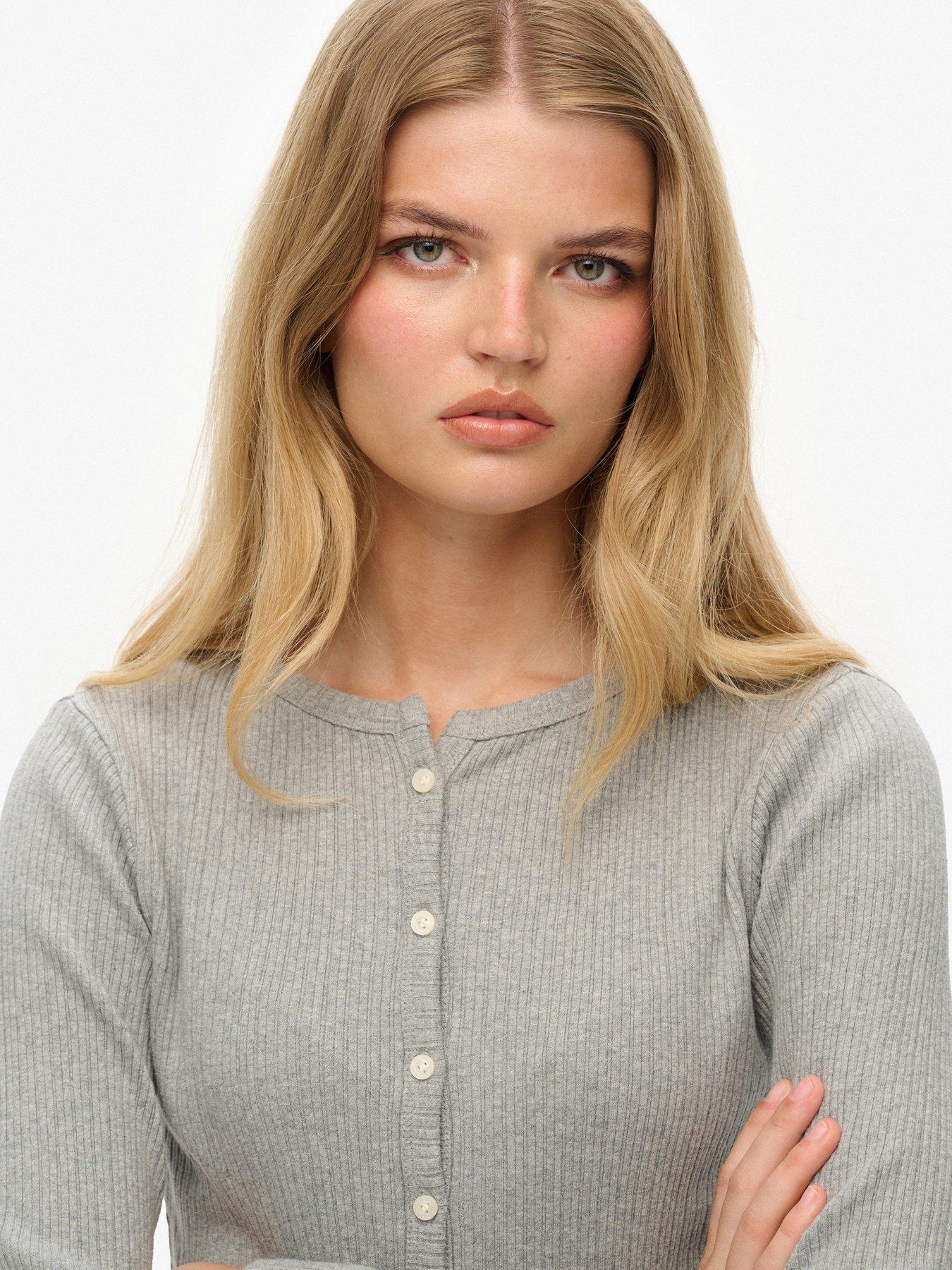 Image 4 of 5 of Superdry Essential Ribbed Cardigan - Marl Grey