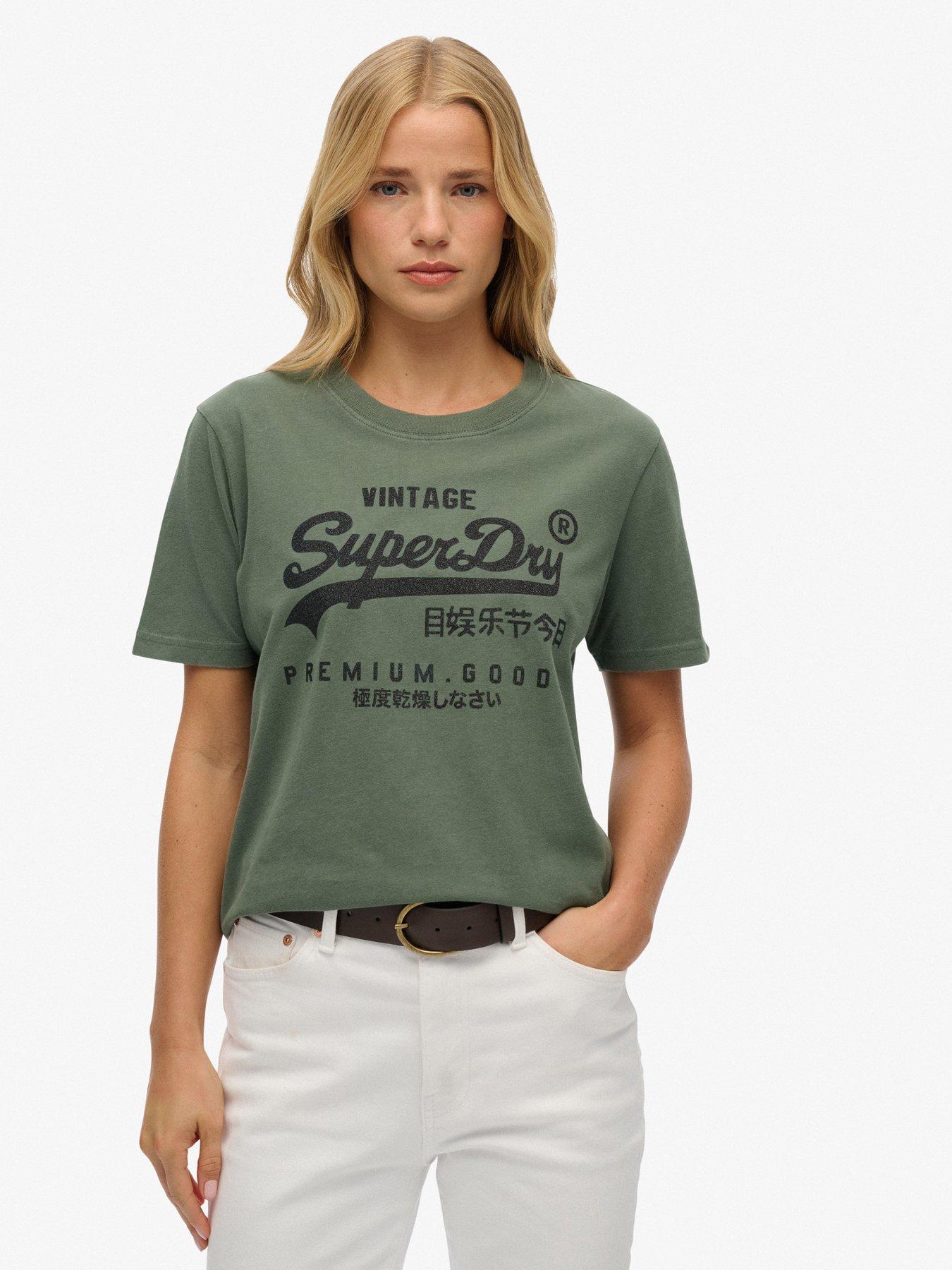 Superdry Embellished VL Relaxed Tee - Thyme Green