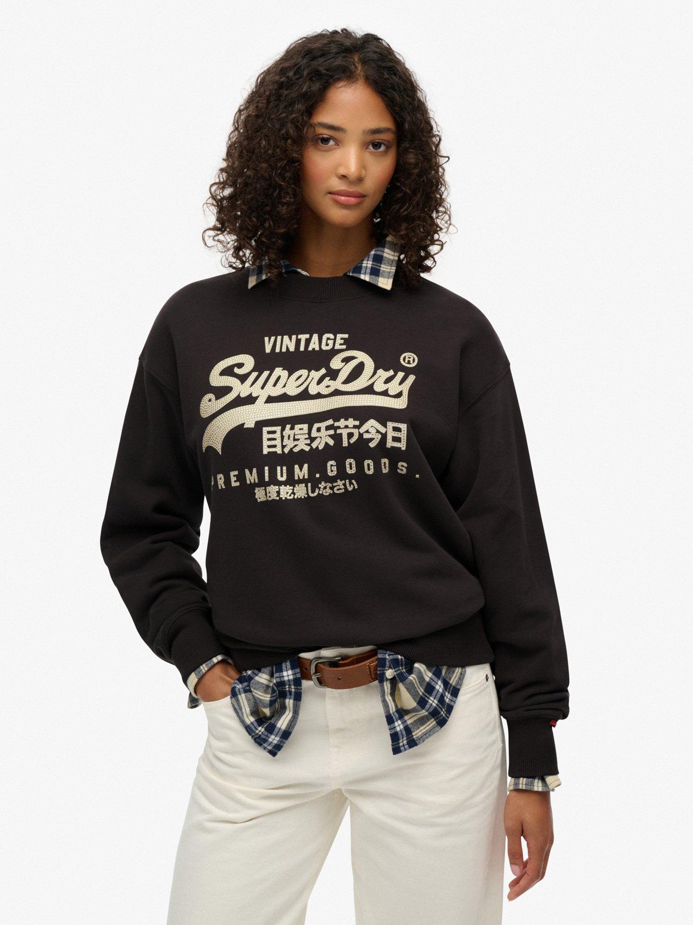 Superdry Embellished Vl Loose Crew - Bison - Black