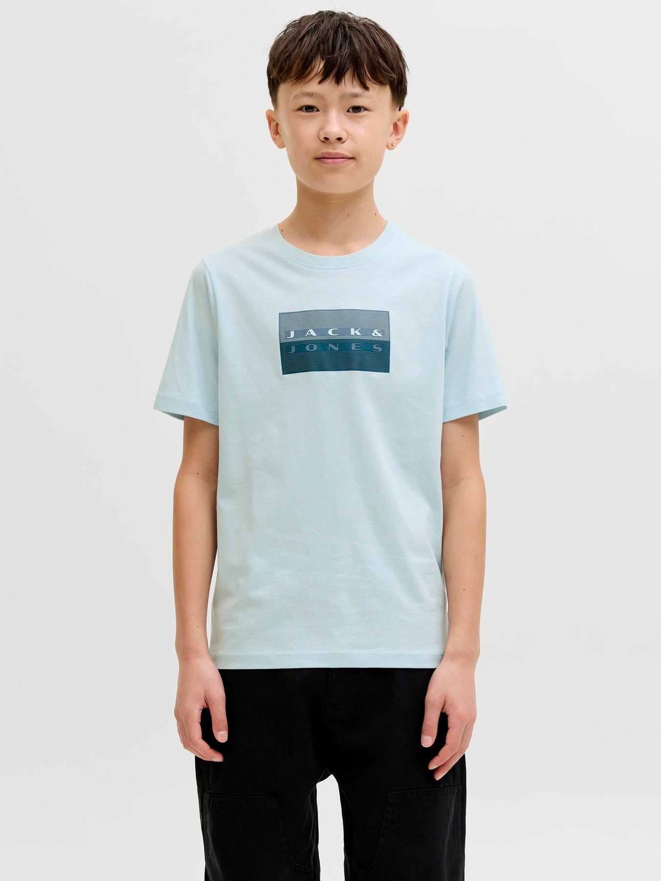 Jack & Jones Junior Boys Fusion Dots Short Sleeve T-shirt - Light Blue