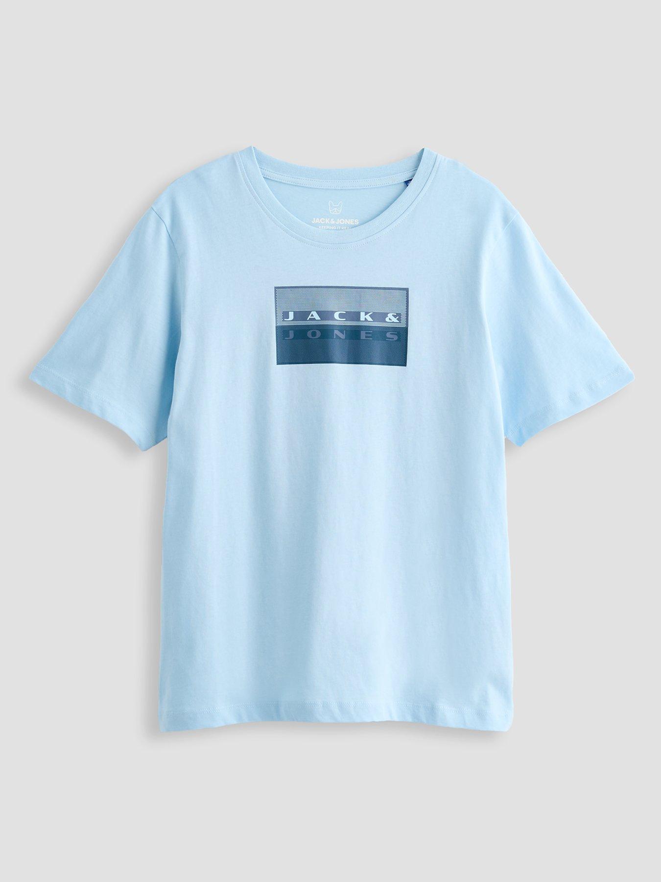 Jack & Jones Junior Boys Fusion Dots Short Sleeve T-shirt - Light Blue