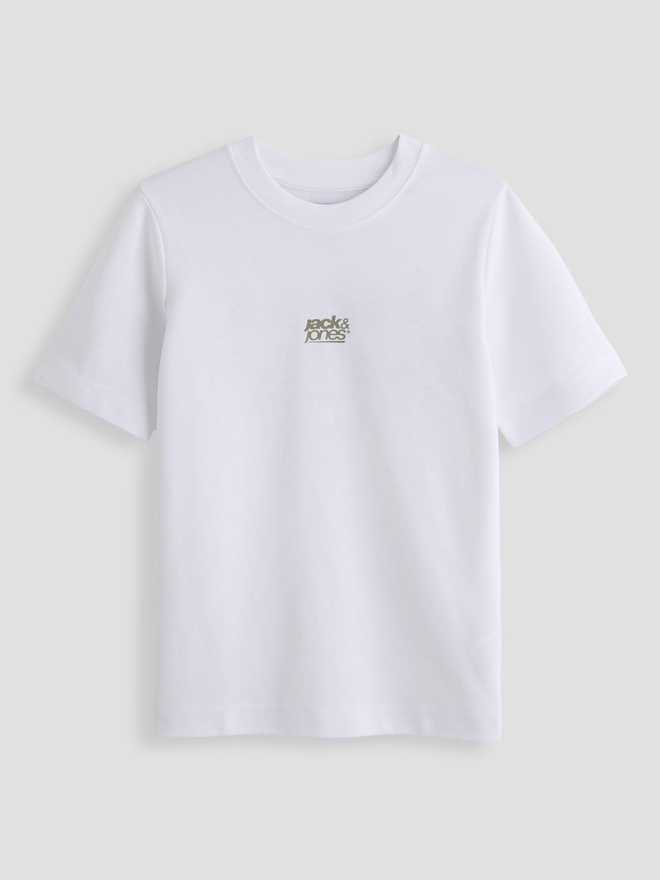 Jack & Jones Junior Boys Breeze Back Print Short Sleeve T-shirt - Bright White