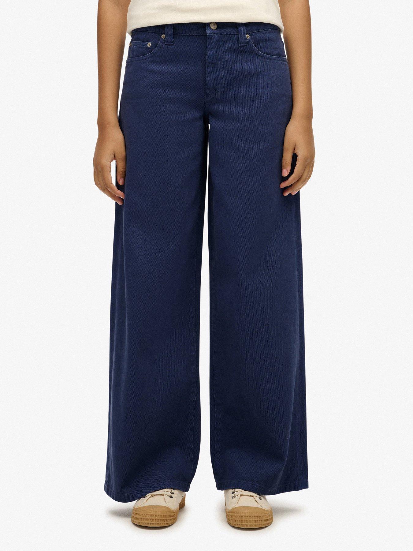 Superdry Mid Rise Baggy Trousers - Mariner Navy