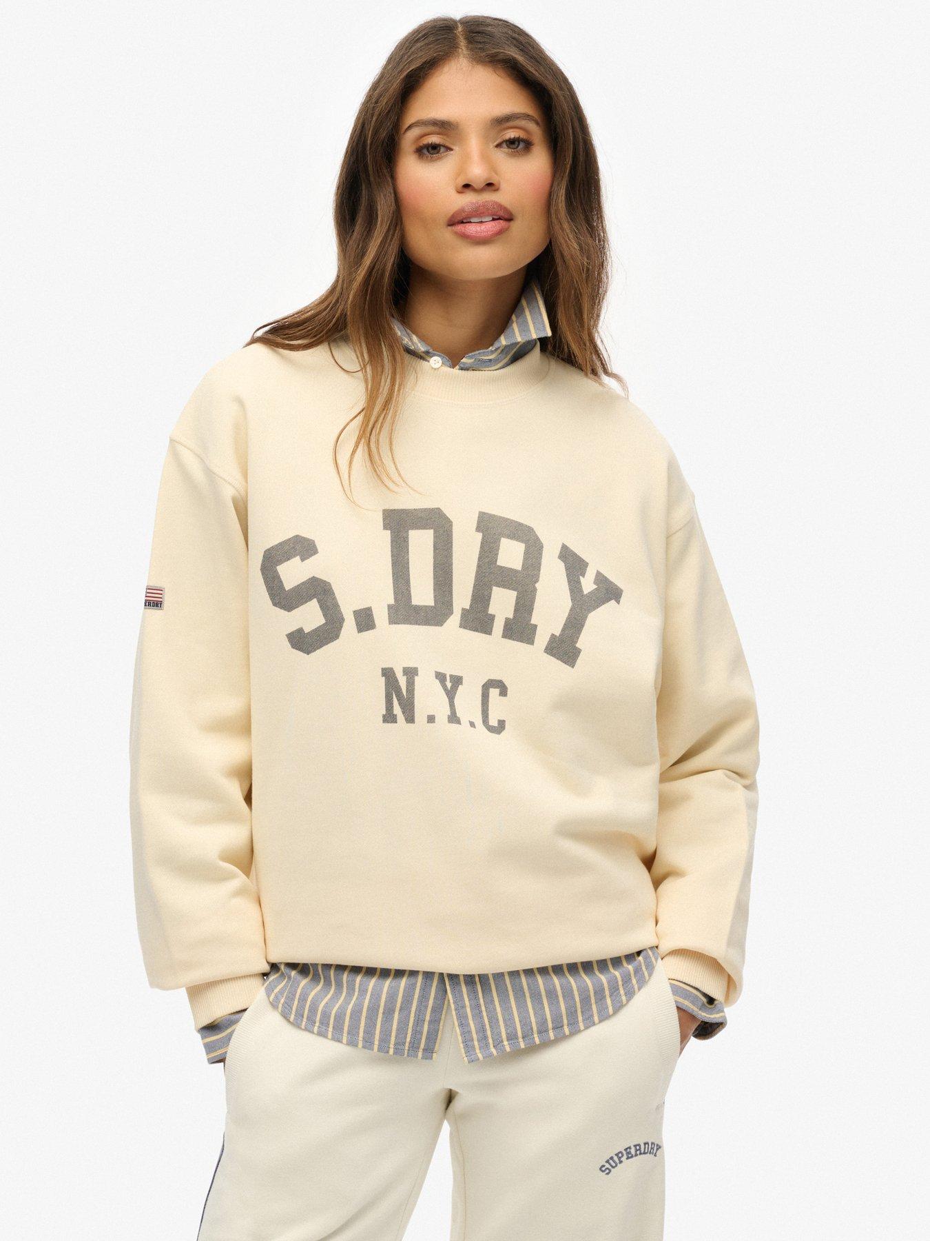 Superdry Athletic Slouchy Crew, White, Size 14, Women