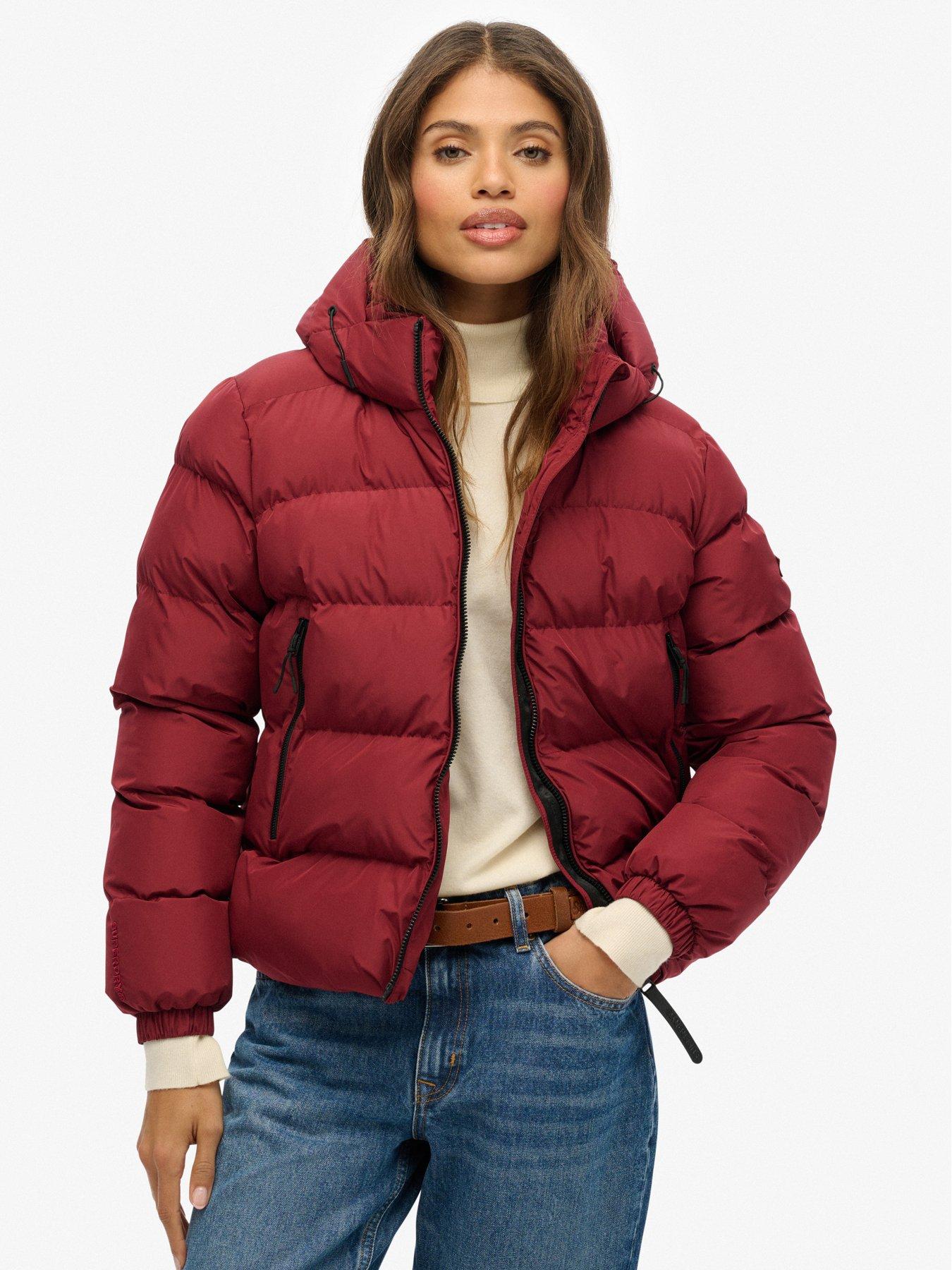 Superdry Hooded Sports Puffer Jacket - Stanton Red