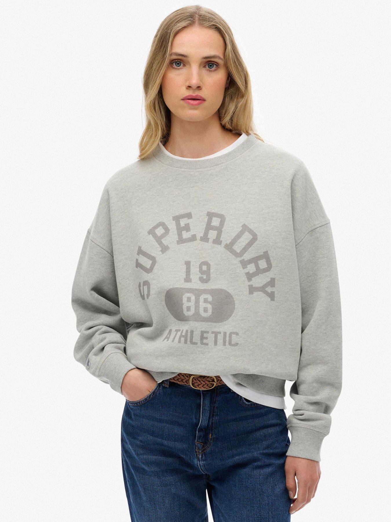 Superdry Athletic Essentials Relaxed Crew Sweatshirt - Grey Marl