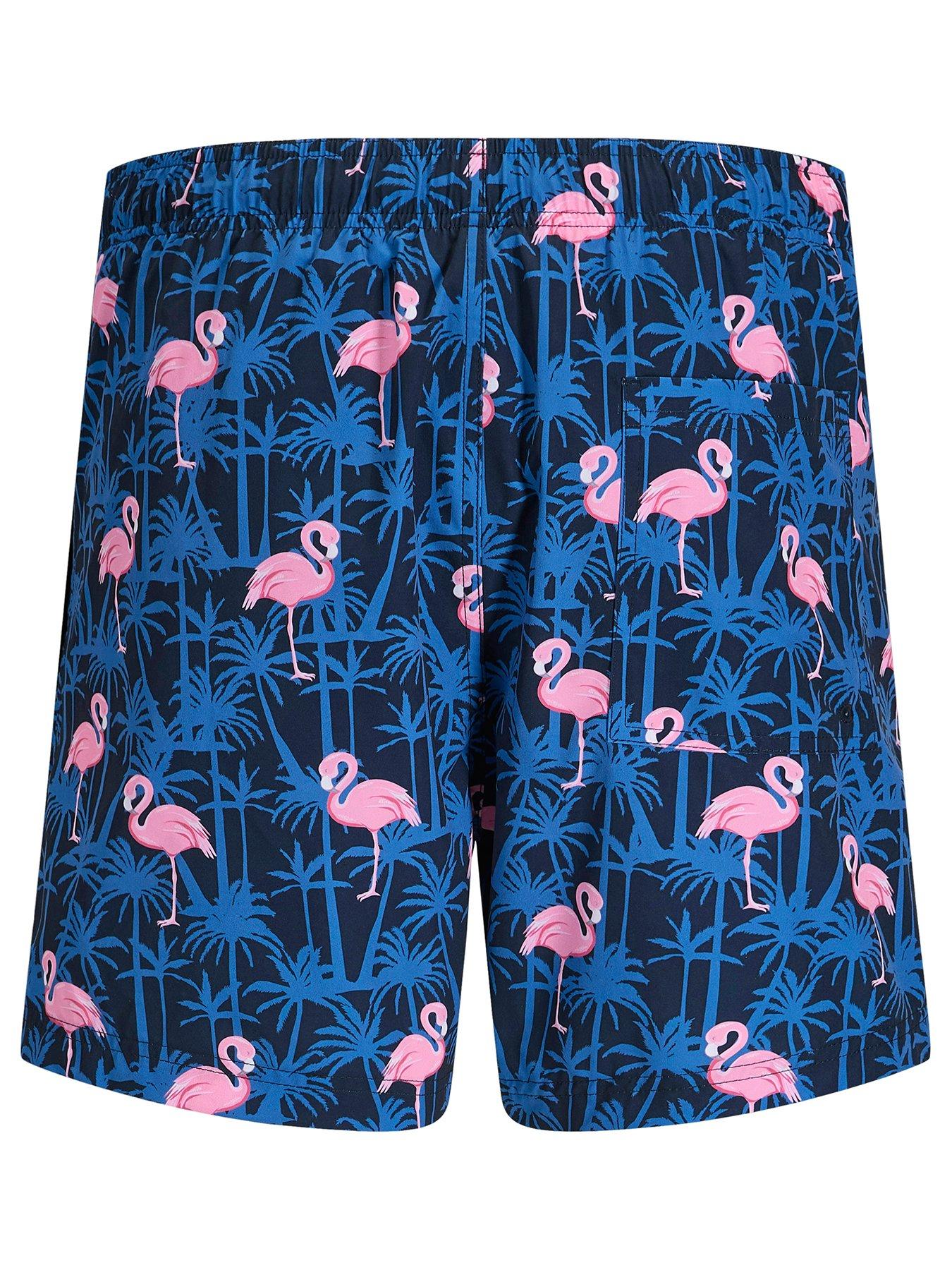 Jack & Jones Mini Younger Boys Flamingo Print Swim Shorts - Navy Blazer