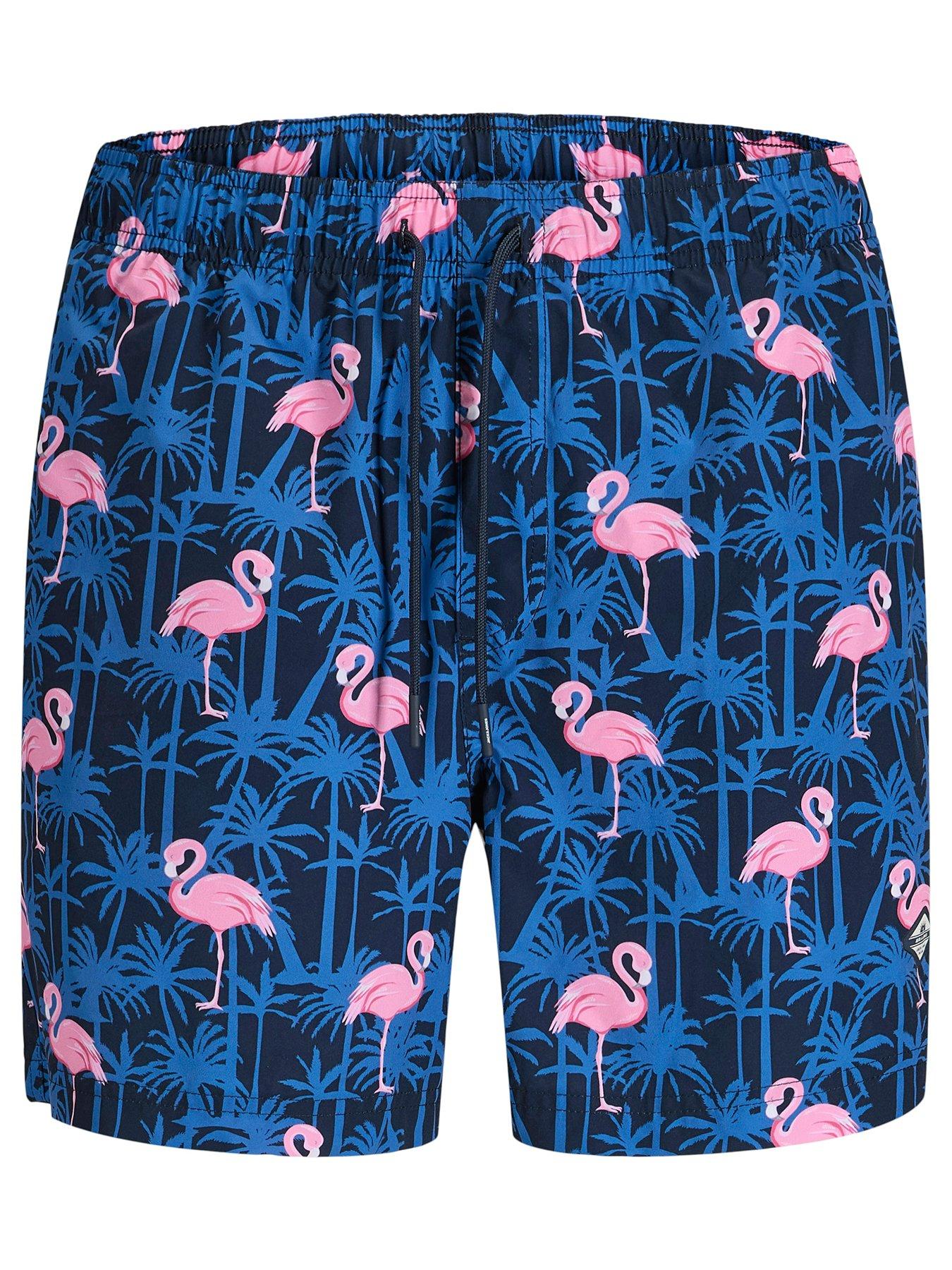 Image 2 of 2 of Jack & Jones Mini Younger Boys Flamingo Print Swim Shorts - Navy Blazer