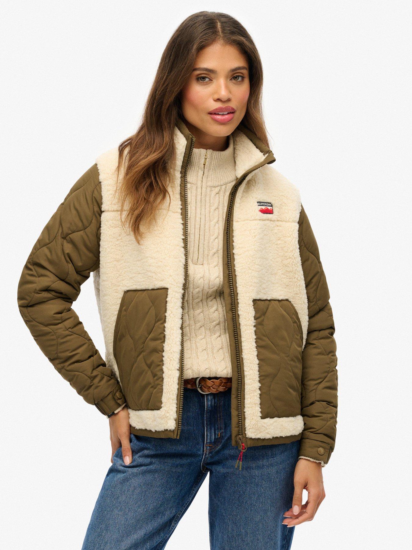 Superdry Fleece Hybrid Jacket - Beige