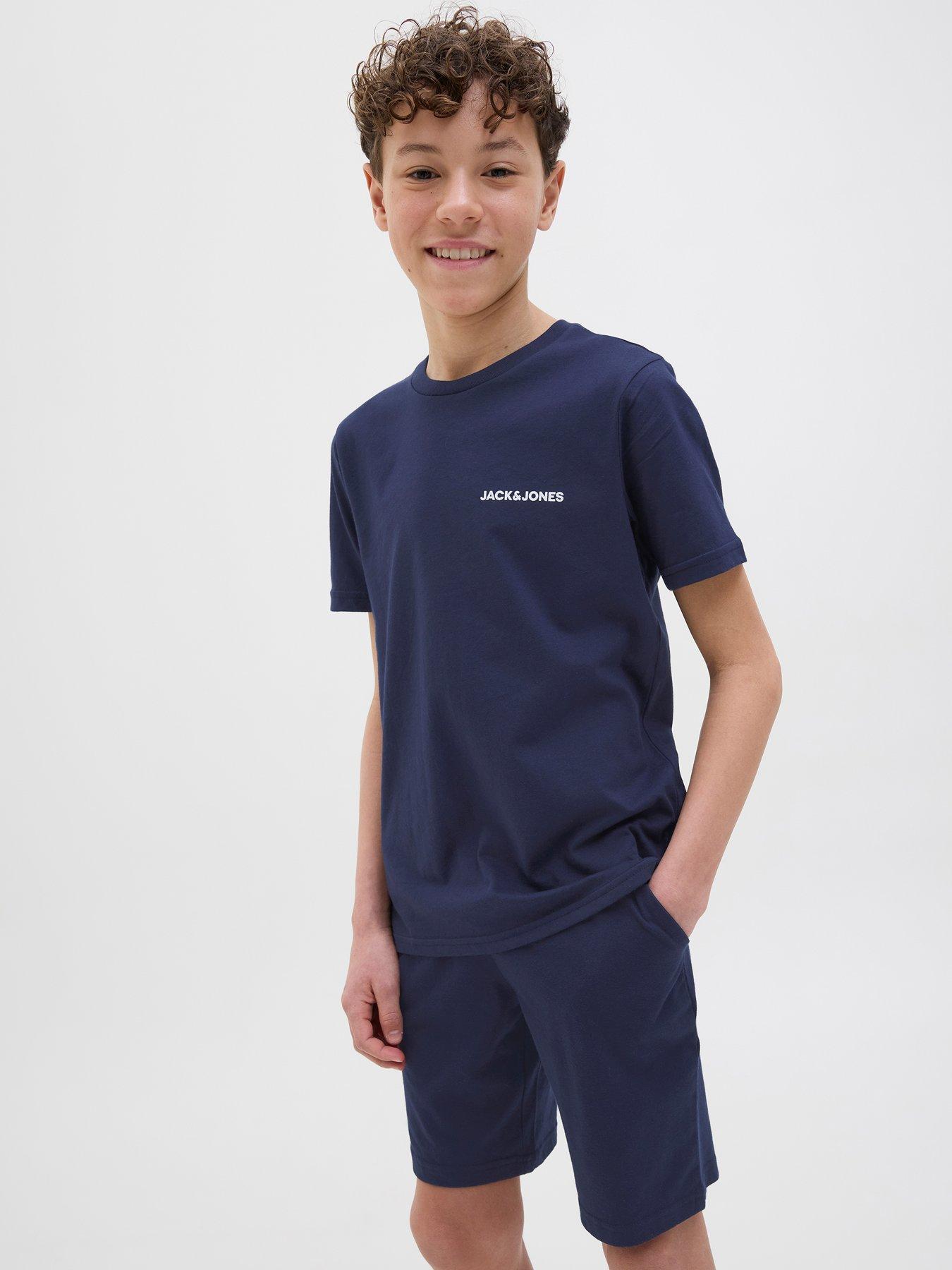 Jack & Jones Junior Boys Everest Short Sleeve T-shirt Shorts Pyjamas - Navy Blazer