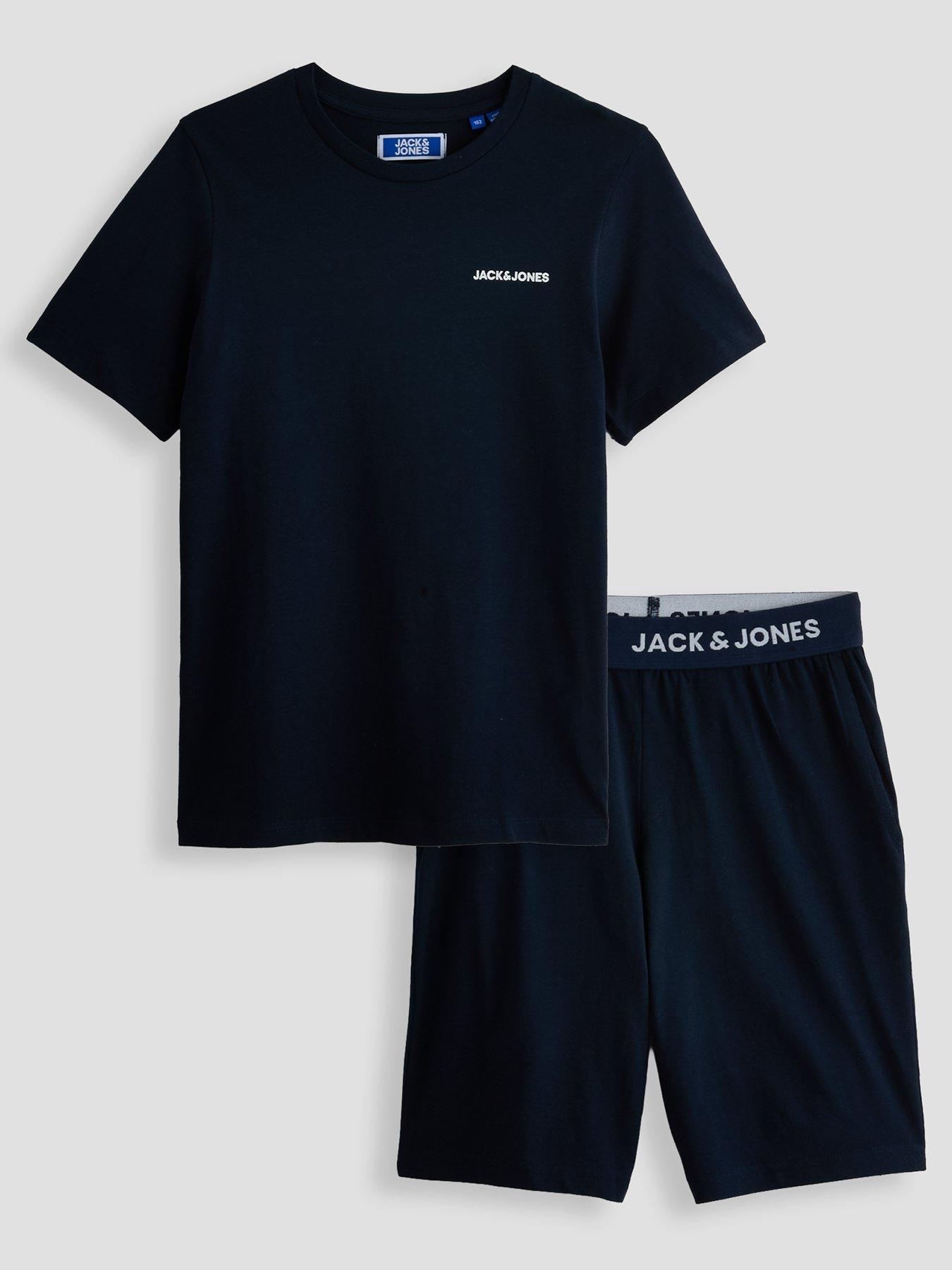 Jack & Jones Junior Boys Everest Short Sleeve T-shirt Shorts Pyjamas - Navy Blazer