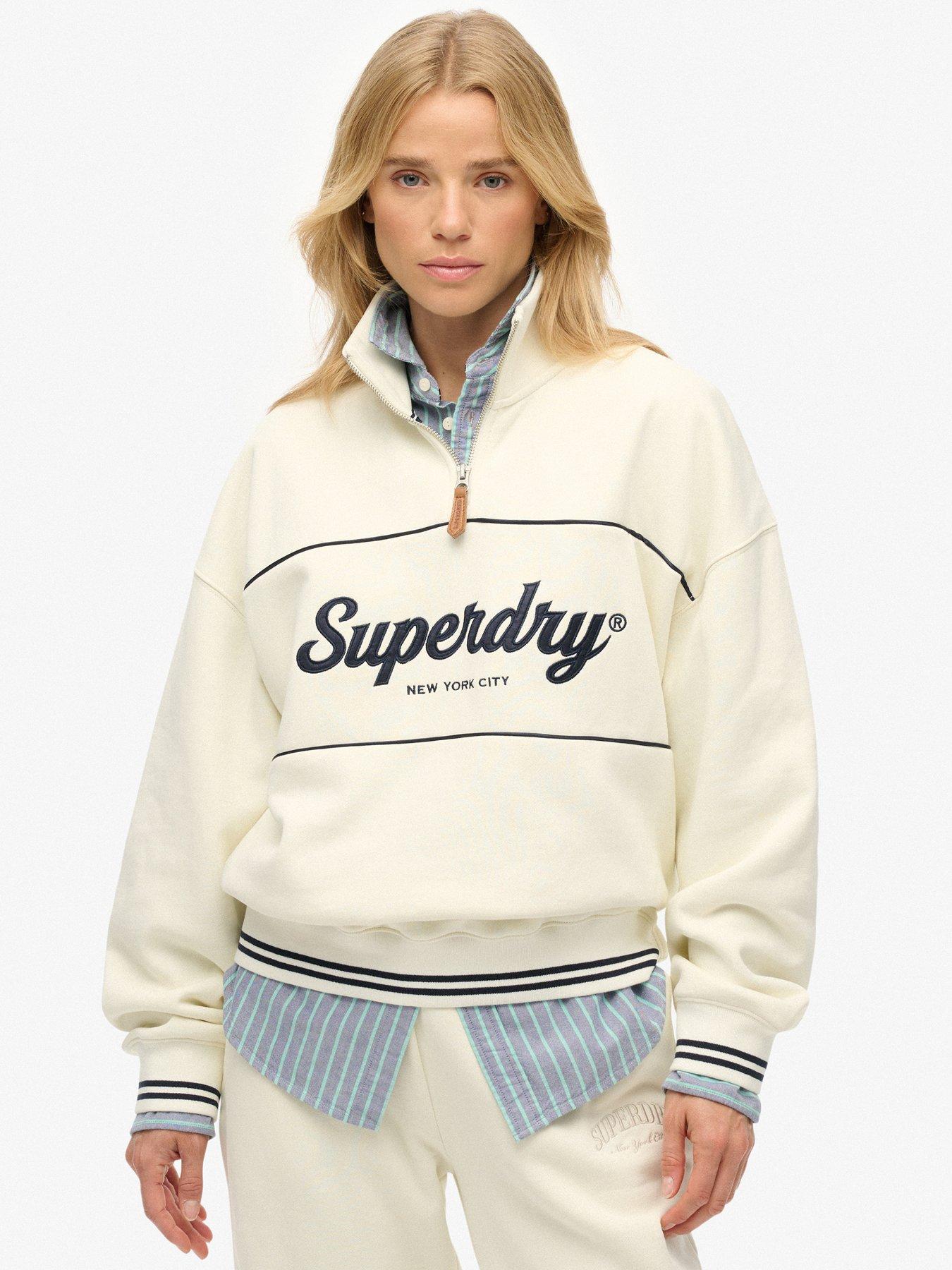 Superdry Country Club Loose 1/4 Zip Sweatshirt - Off White