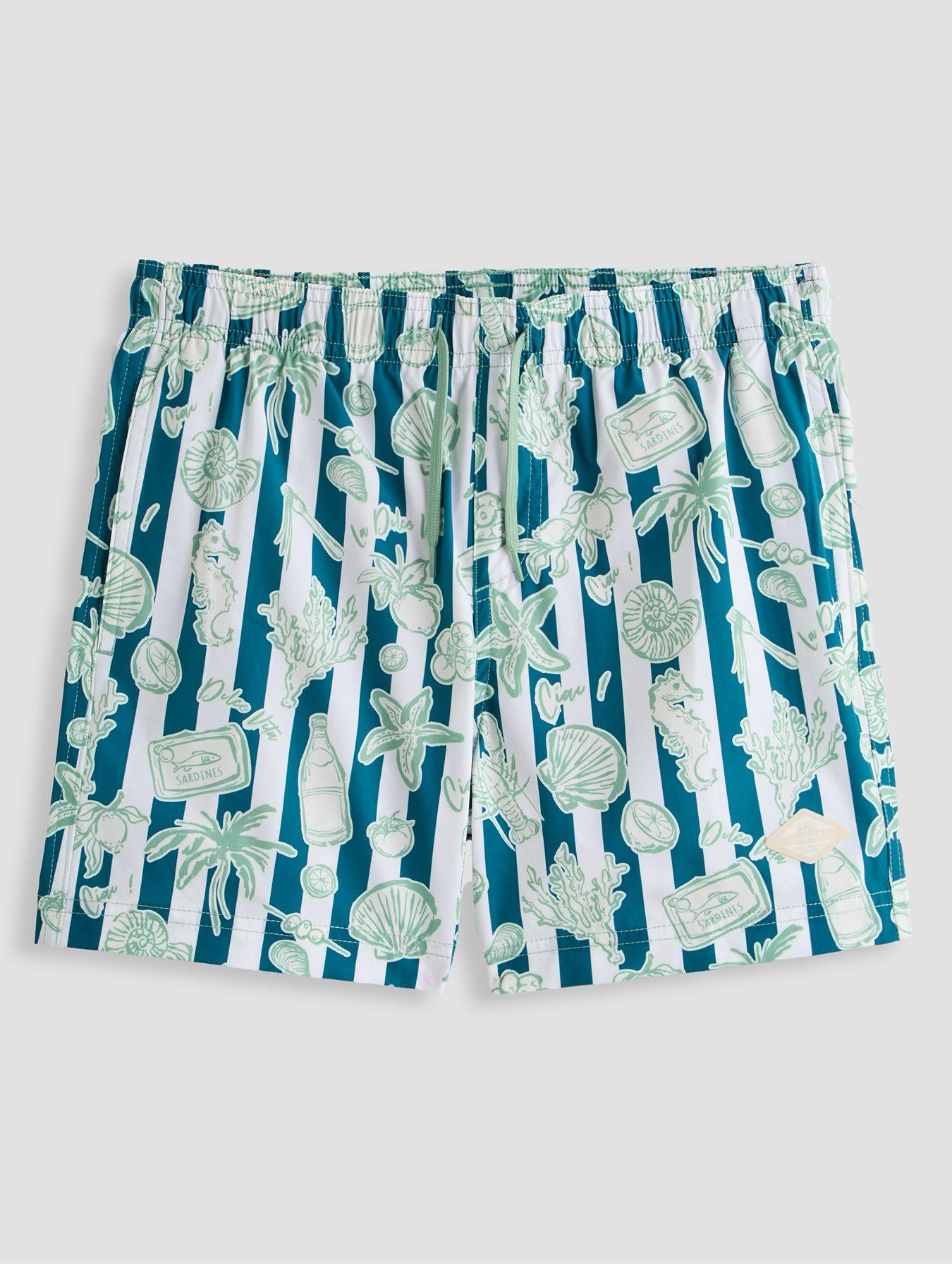 Jack & Jones Junior Boys Stripe Printed Swim Shorts - Granite Green