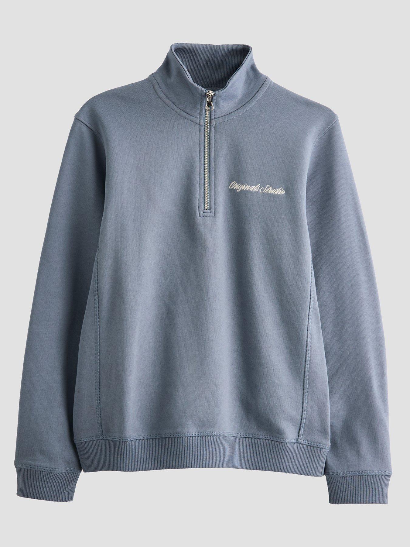 Jack & Jones Junior Boys Embroidered 1/2 Neck Sweatshirt - Tradewinds Grey