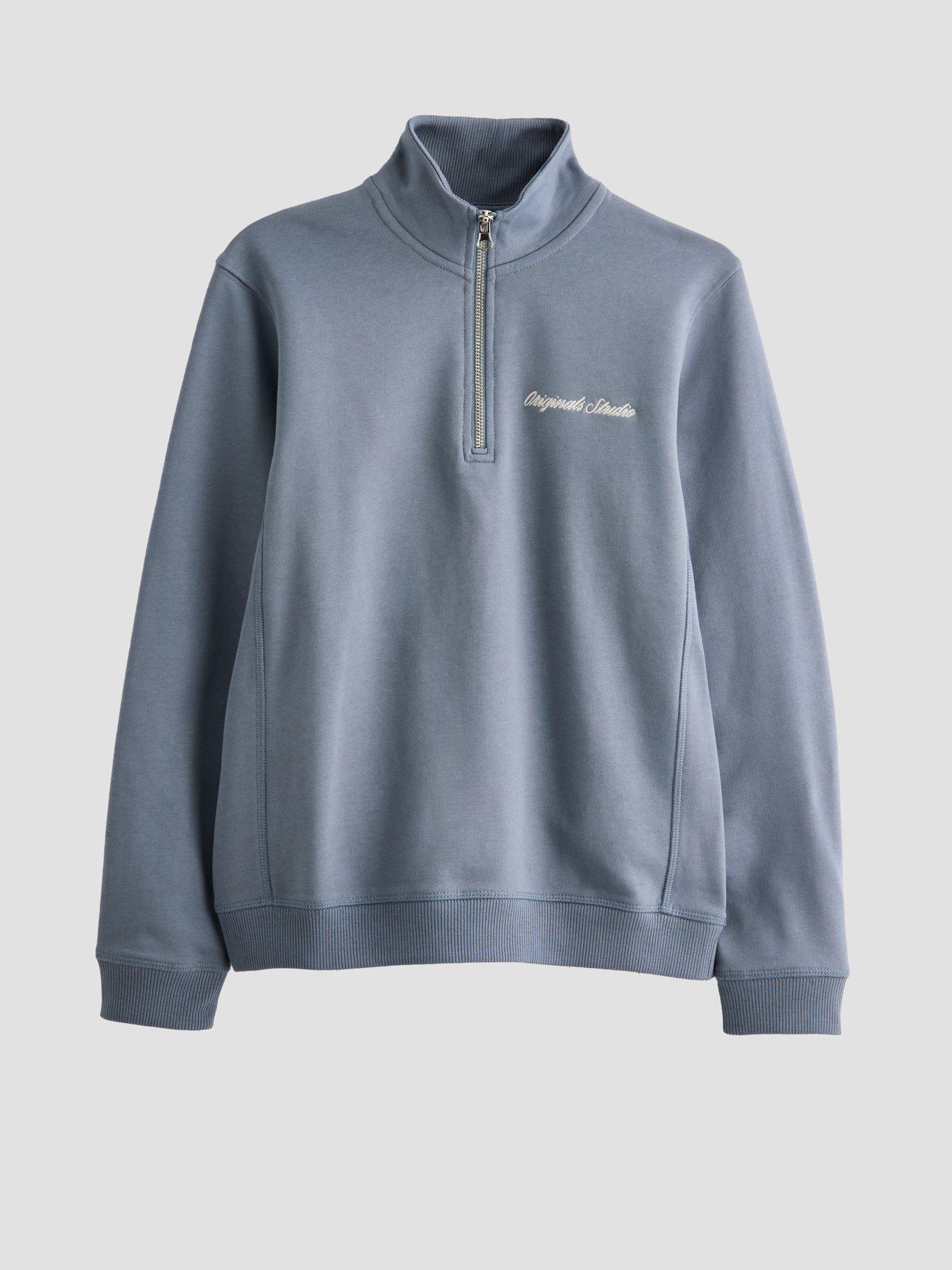 Image 5 of 6 of Jack & Jones Junior Boys Embroidered 1/2 Neck Sweatshirt - Tradewinds Grey