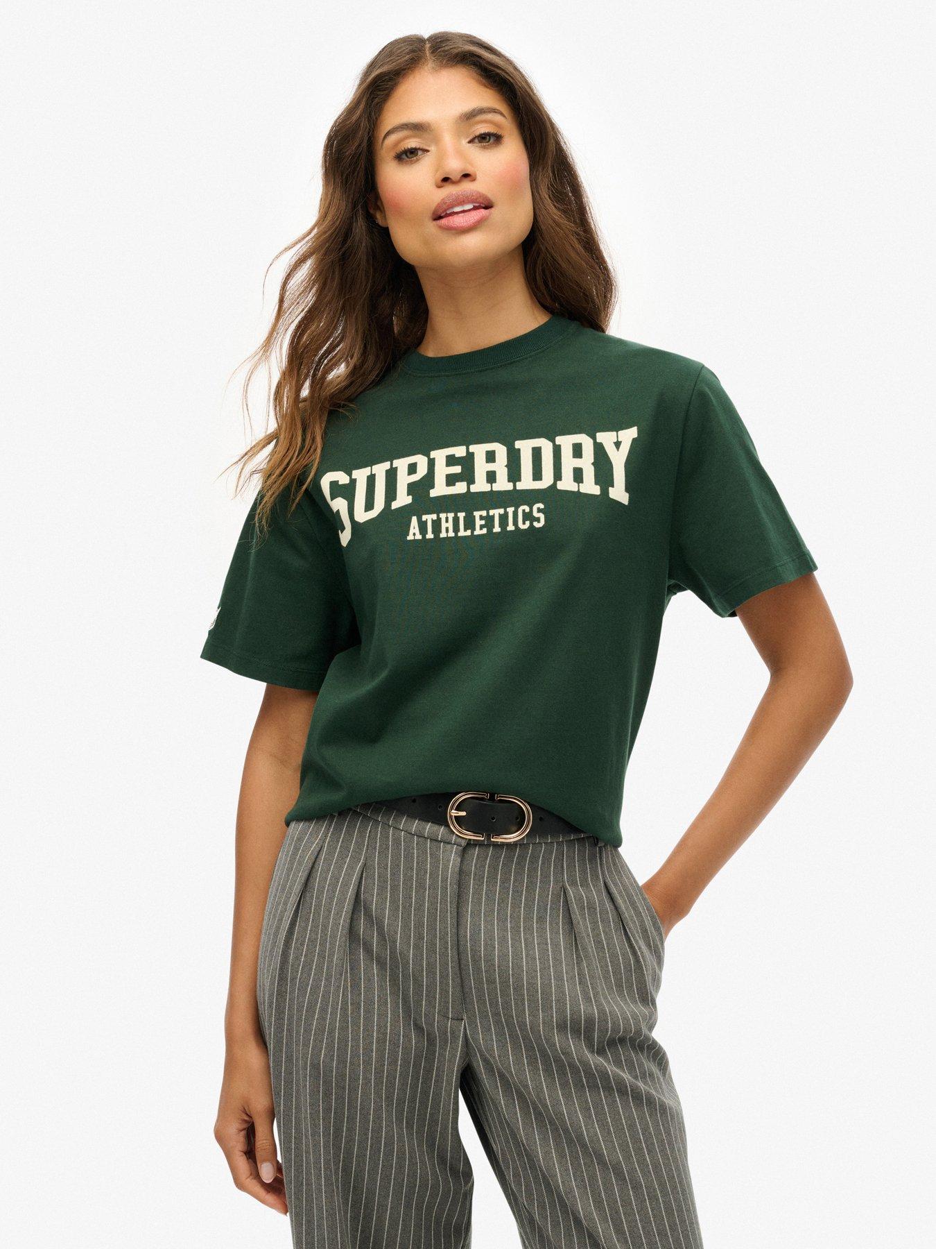 Superdry Athletic Essentials Oversized T-Shirt, Green, Size 8, Women